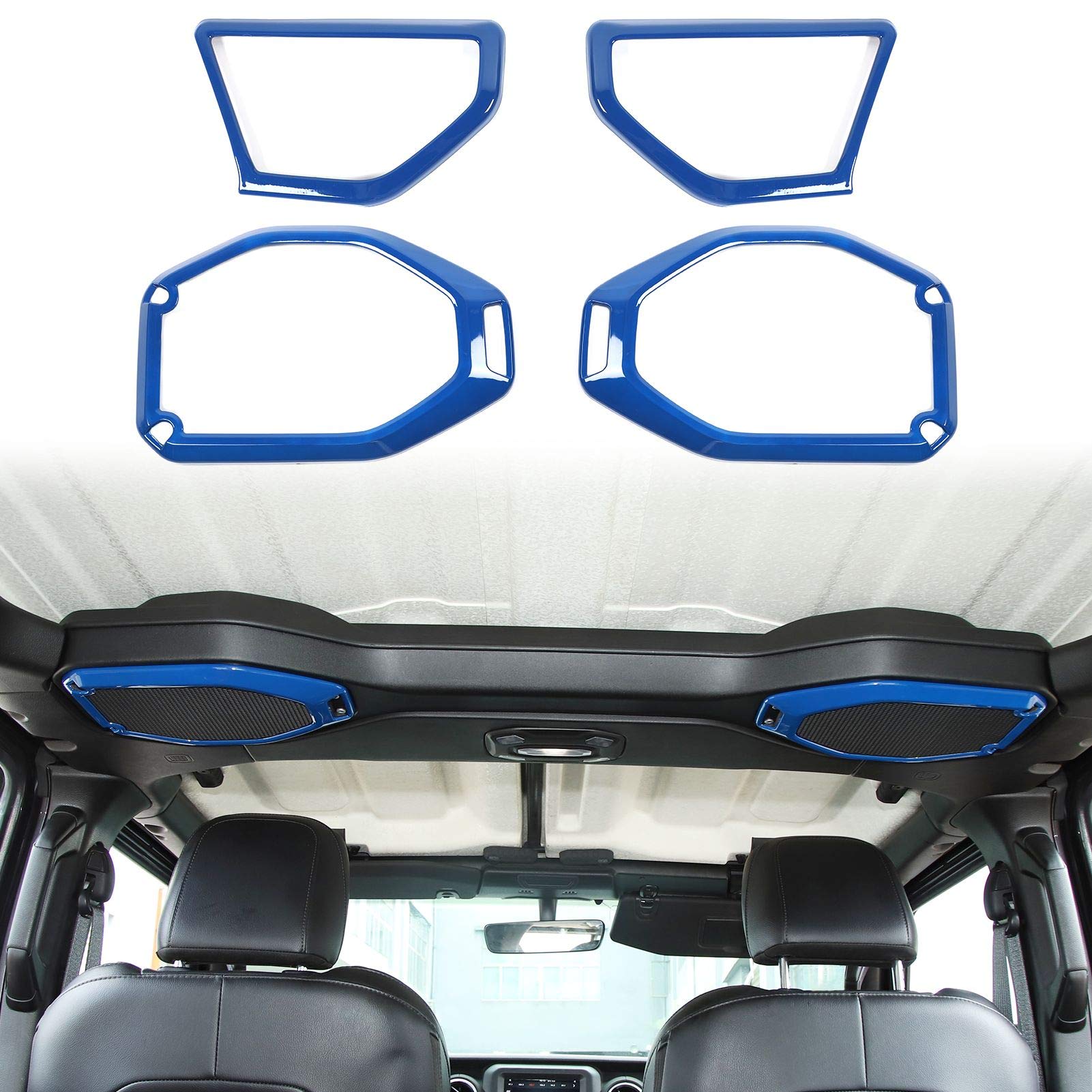 Premium ABS Speaker Audio Trim & A Pillar Trim Set (4pcs, Blue) – Compatible with 2018-2023 Jeep Wrangler JL/JLU & Gladiator JT – Interior Upgrade for Enhanced Sound & Style – Perfect for Off-Road Adventures & Custom Car Modifications