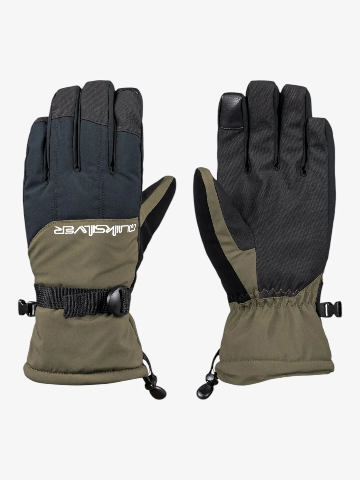 Quiksilver Mission Snow Gloves - Black & Brown - Waterproof & Warm for Skiing, Snowboarding & Winter Sports