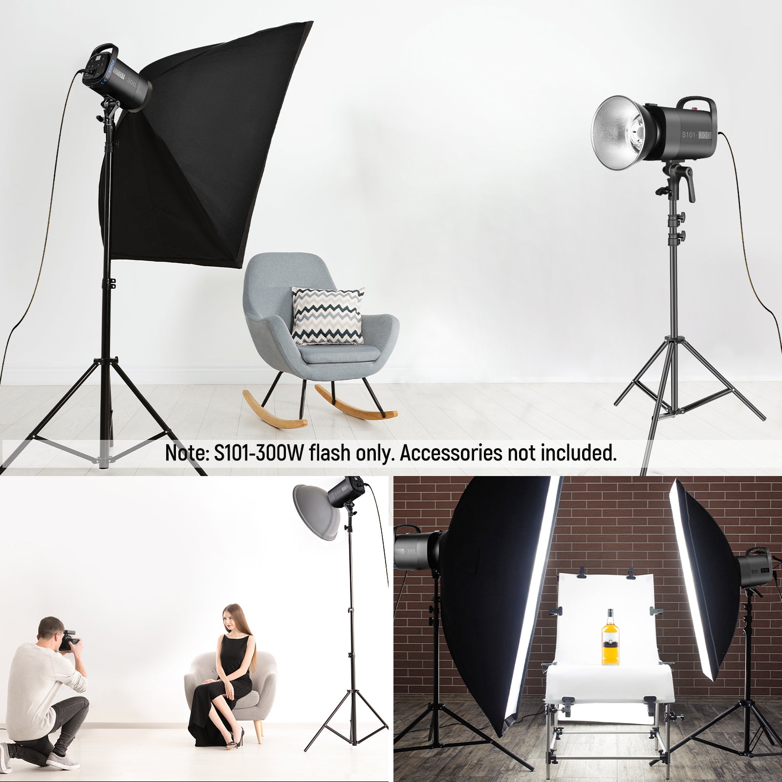 NEEWER S101 300W Studio Monolight Flash - Professional Photography Lighting for Portraits, Product Shoots & Commercial Photography