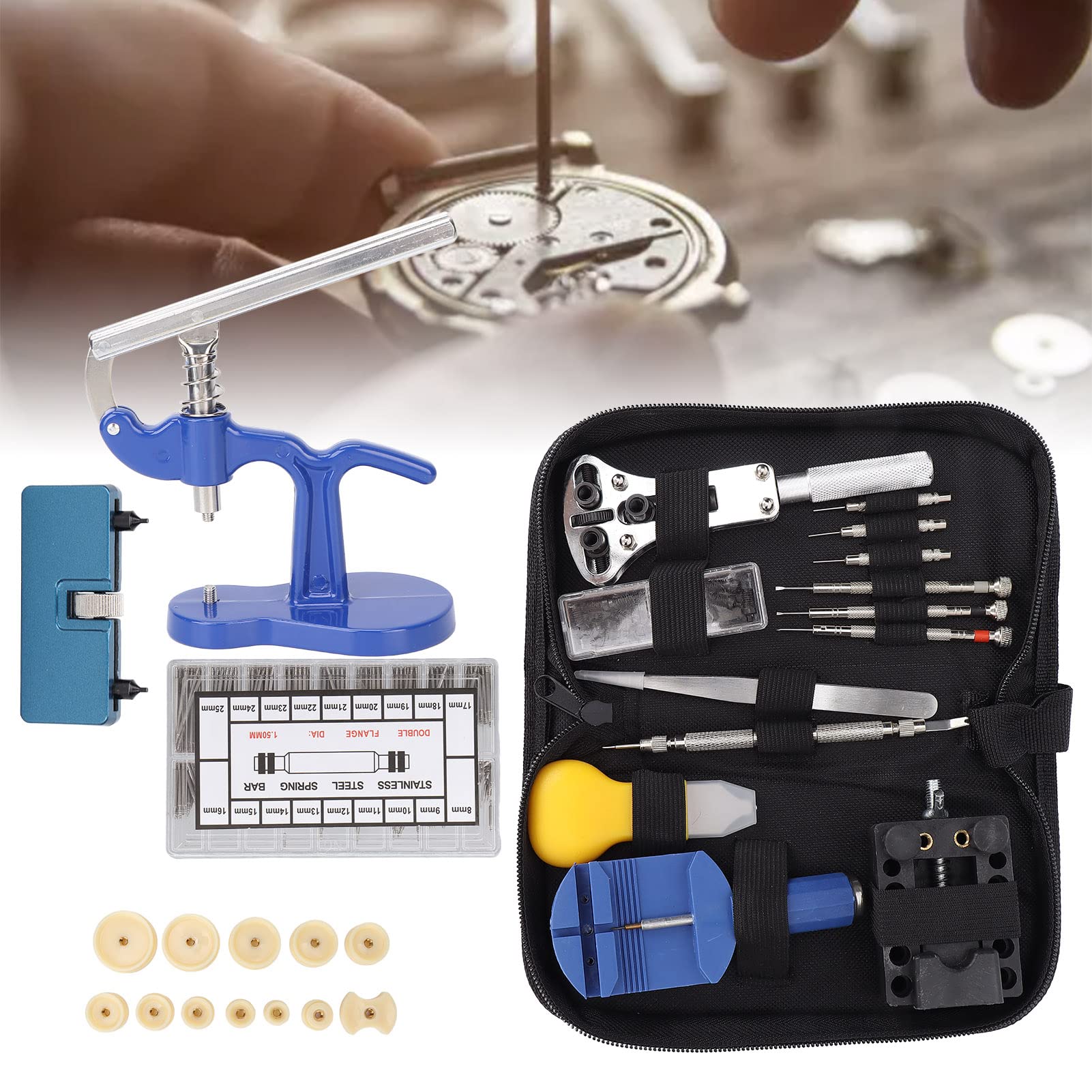 514Pcs Complete Watch Repair Kit with Case Opener, Battery Replacement Tools & Spring Tool - Professional Watch Band Link Pin Tool Set in Carrying Case | Perfect for Watchmakers, DIY Enthusiasts & Jewelry Repair