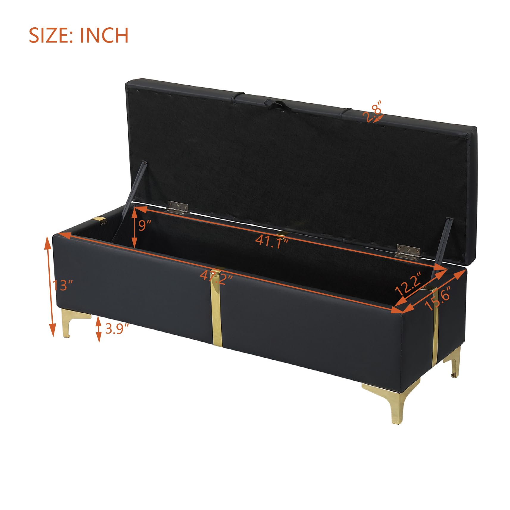 Queen Size 2-Piece Bedroom Set - PU Upholstered Platform Bed with Hydraulic Storage & Matching Ottoman - Wood Frame with Metal Legs for Kids, Teens & Adults - Perfect for Small Spaces & Guest Rooms (Black)