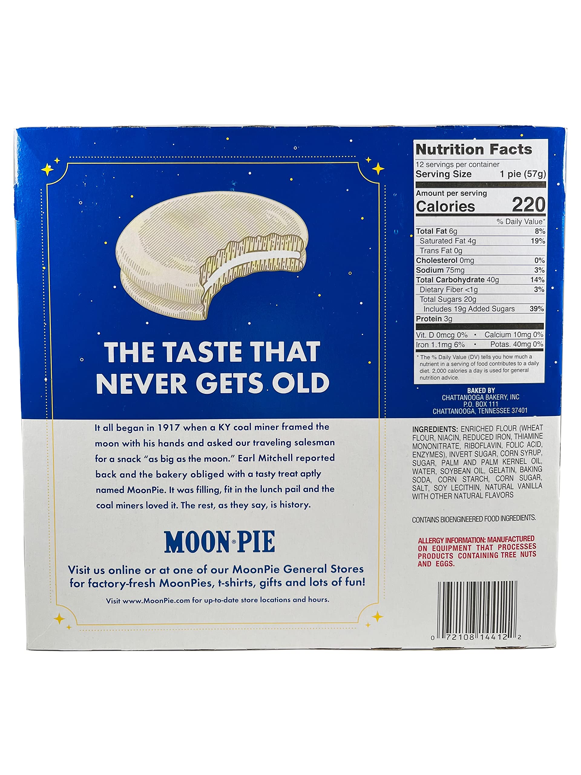 Moon Pie Single Decker Vanilla - Original Marshmallow Sandwich Snacks (12 Pies/Box) - Perfect for Lunchboxes, Camping & Road Trips