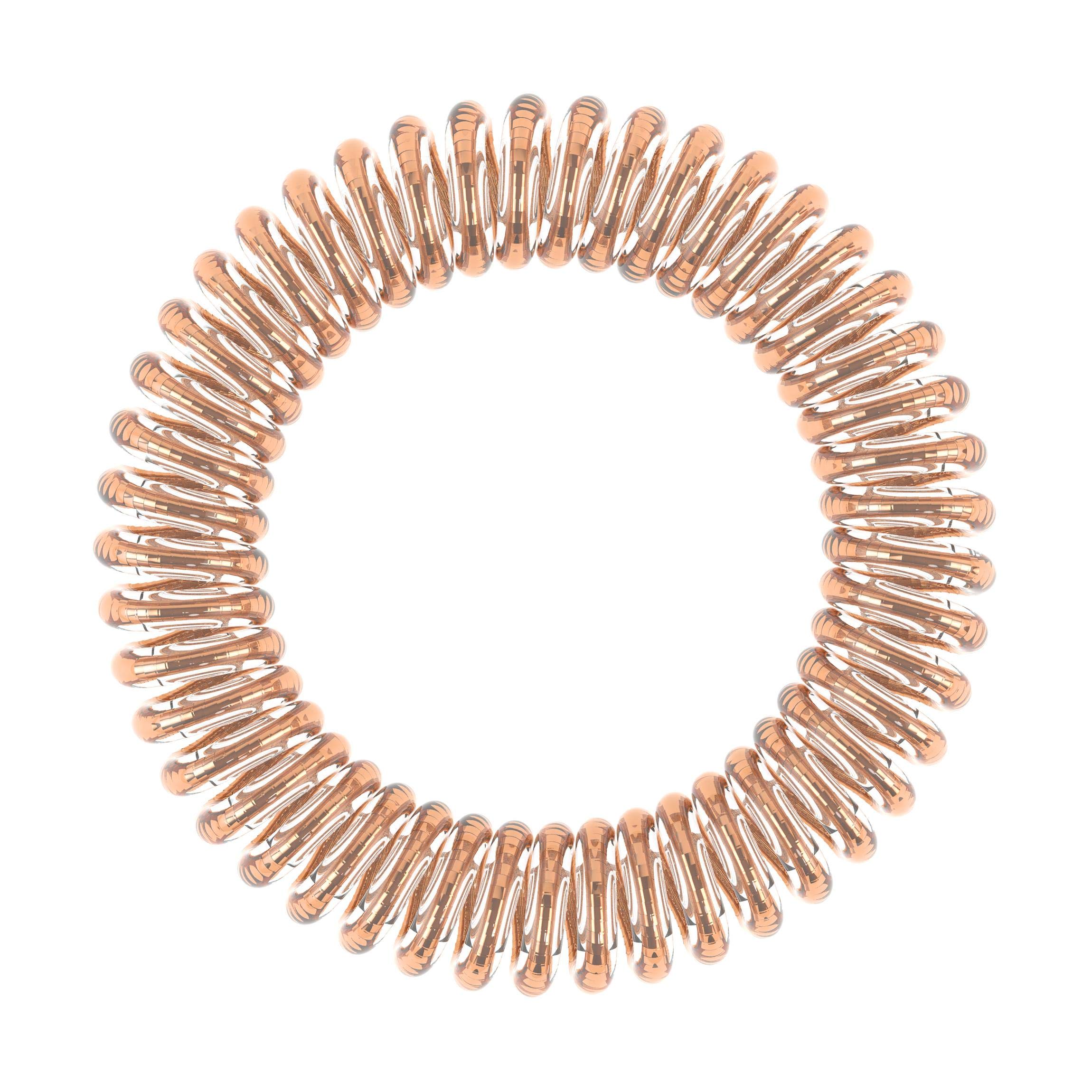 Invisibobble Slim Bronze Me Pretty Hair Ties - Gentle No Crease Hair Bands for Thin & Fine Hair - Perfect for Workouts, Yoga & Everyday Styling