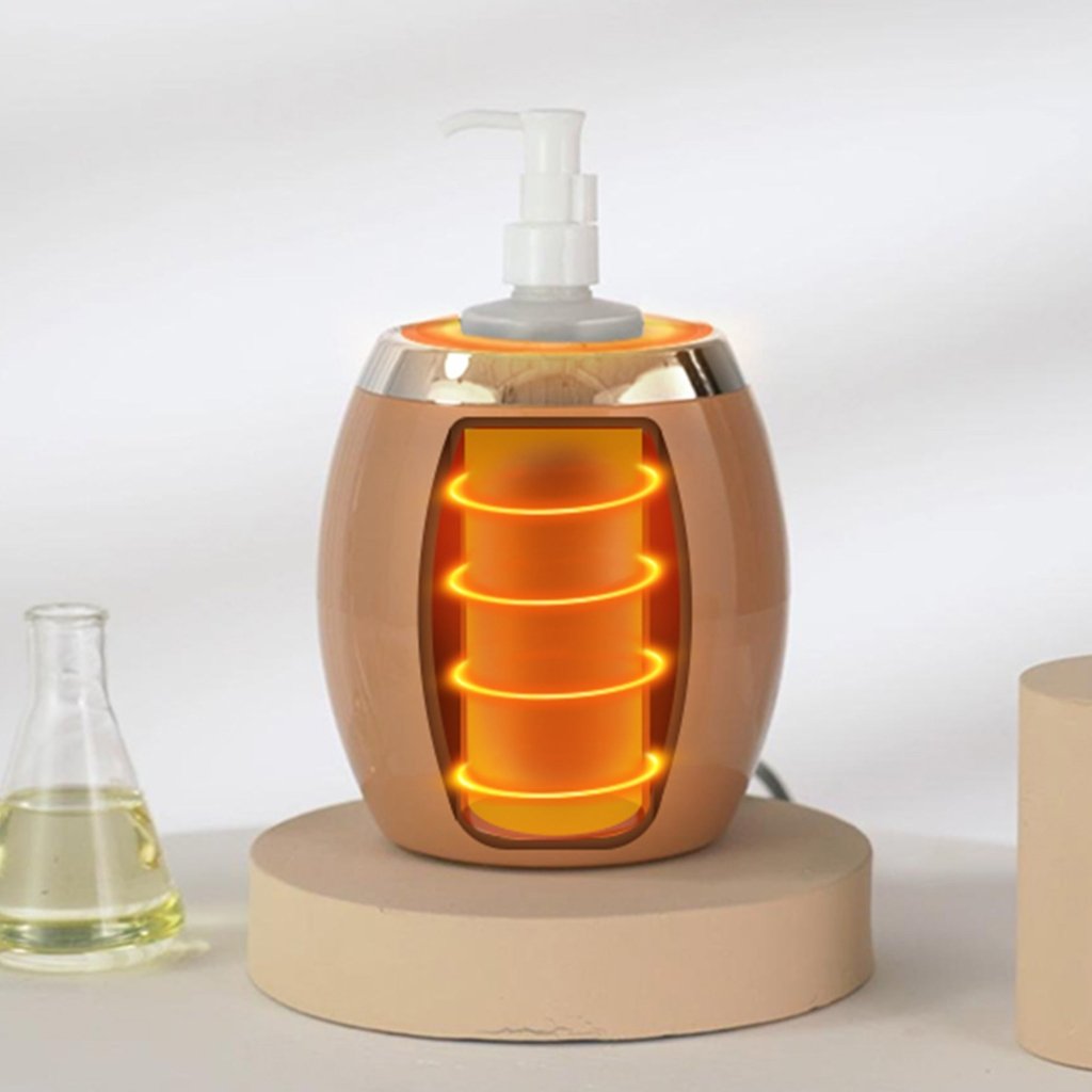 Professional Golden Touch Massage Oil Warmer & Lotion Heater with Empty Bottle - Portable Cream Heating Device for Spa, Salon & Home Use - Perfect for Therapists & Self-Care