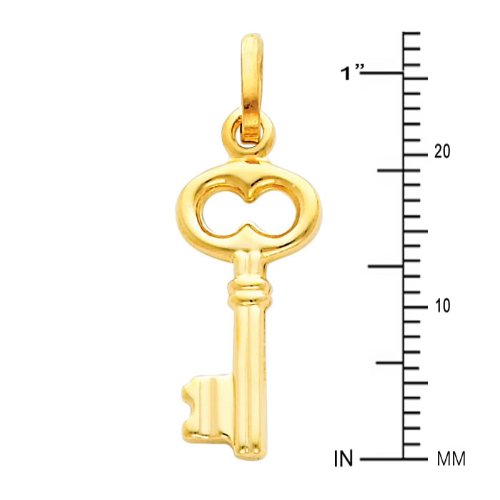 14K Yellow Gold Key Pendant Necklace with 0.65mm Box Link Chain - Elegant Jewelry Gift for Women, Perfect for Valentine's Day, Anniversary & Special Occasions