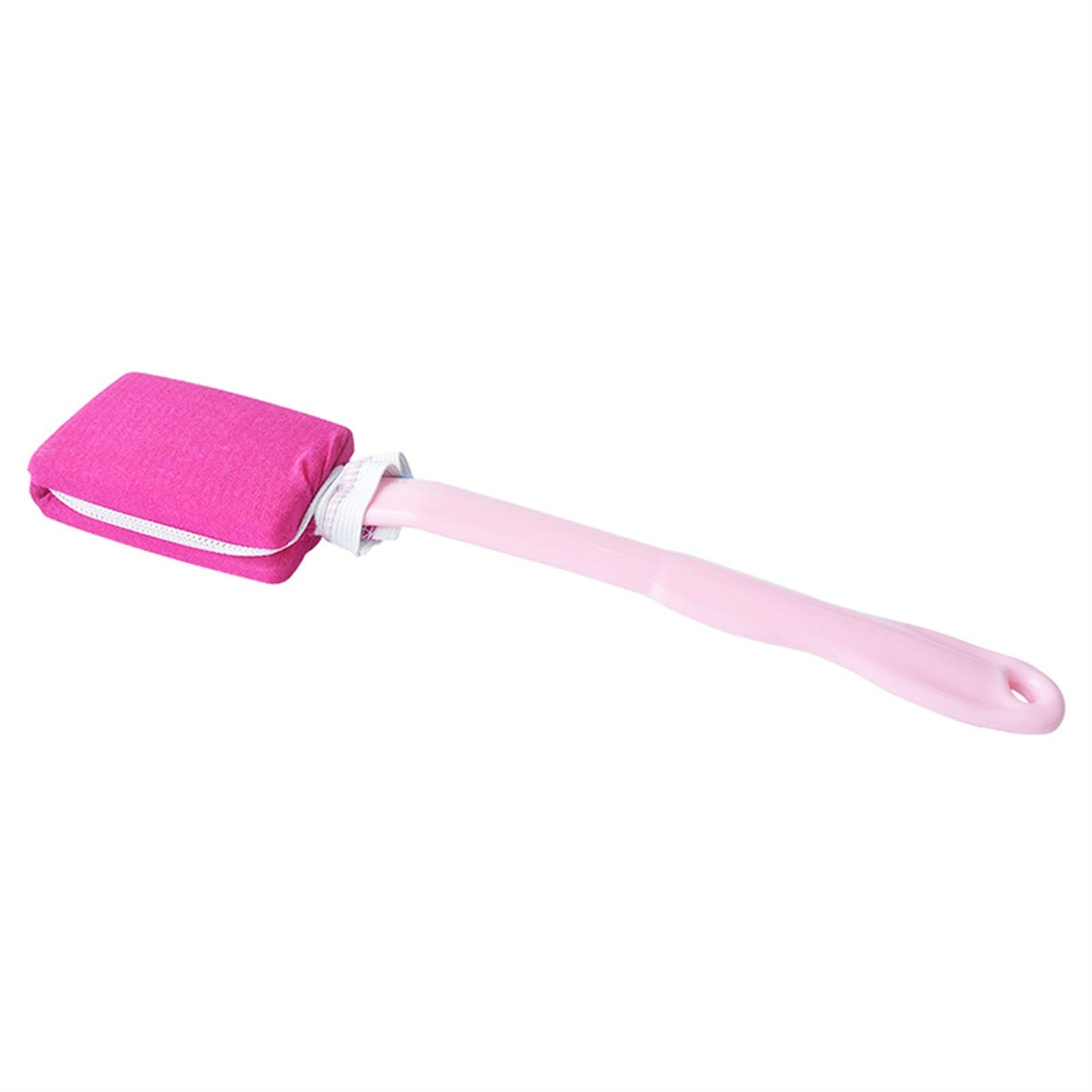 Natural Long Handle Bath Brush with Soft Bristles - Exfoliating Body Scrubber & Back Massager for Shower & Bathroom - Easy Clean Skin Cleansing Brush (Pink) - Perfect for Exfoliation, Spa Days & Hard-to-Reach Areas