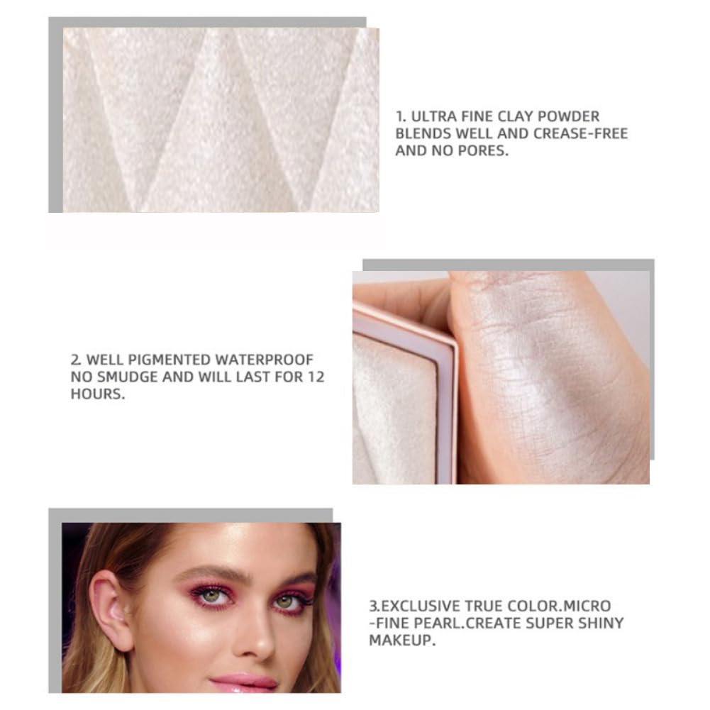 Glitter Highlighter Makeup Palette - Shimmer Face Highlighter Powder for Cheek & Body Illuminator | Vegan, Cruelty-Free | Perfect for Contouring, Highlighting & Night Out Makeup (01)