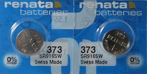 Renata 373 Silver Oxide Batteries (2-Pack) - Zero Mercury, Long-Lasting Power for Watches, Calculators & Medical Devices