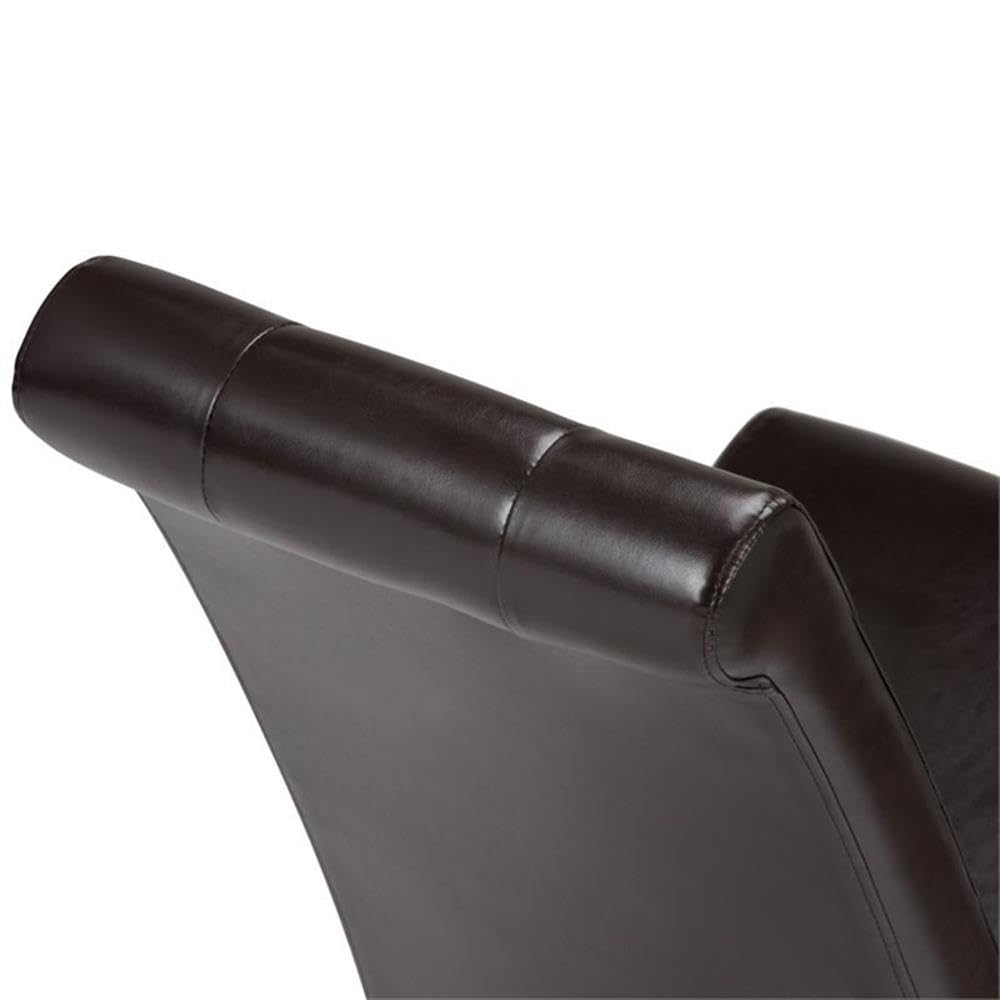 Atlin Designs 2-Piece Dark Brown Faux Leather Dining Chairs Set - Button Tufted Modern Kitchen Chairs with Sturdy Wood Legs - Perfect for Home Dining Room, Restaurant, and Cafe Settings