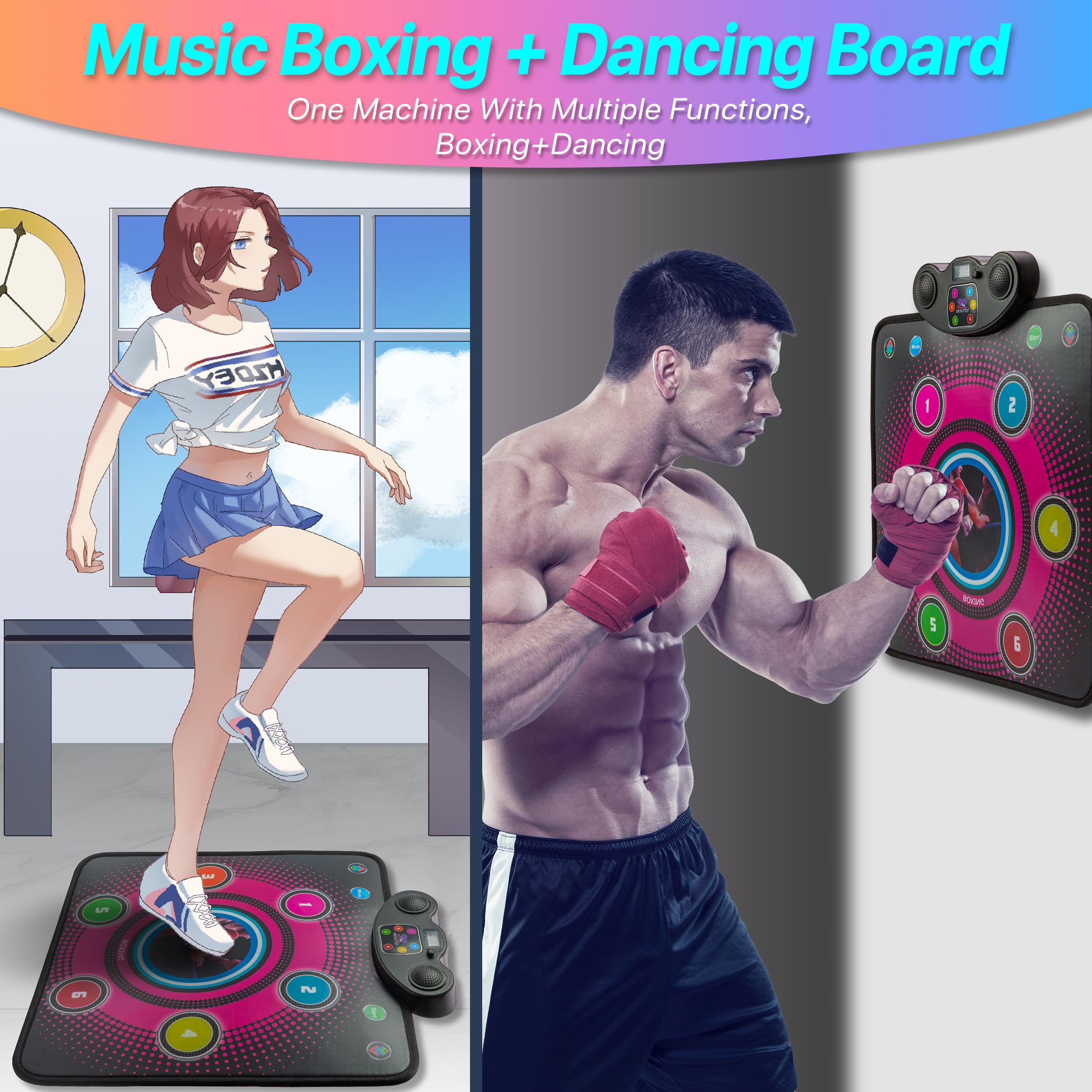 Bluetooth Smart Boxing Trainer - Rechargeable Wall Mounted Electronic Punching Bag with LED Screen for Home, Office & Gym - Perfect for Stress Relief, Fitness Training & Interactive Workouts