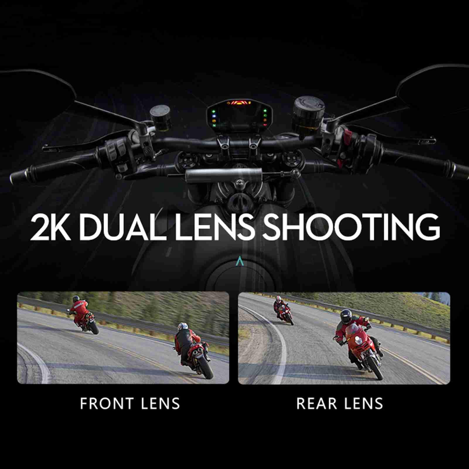2K Dual Lens Motorcycle Helmet Camera with Loop Recording | for Riding Safety