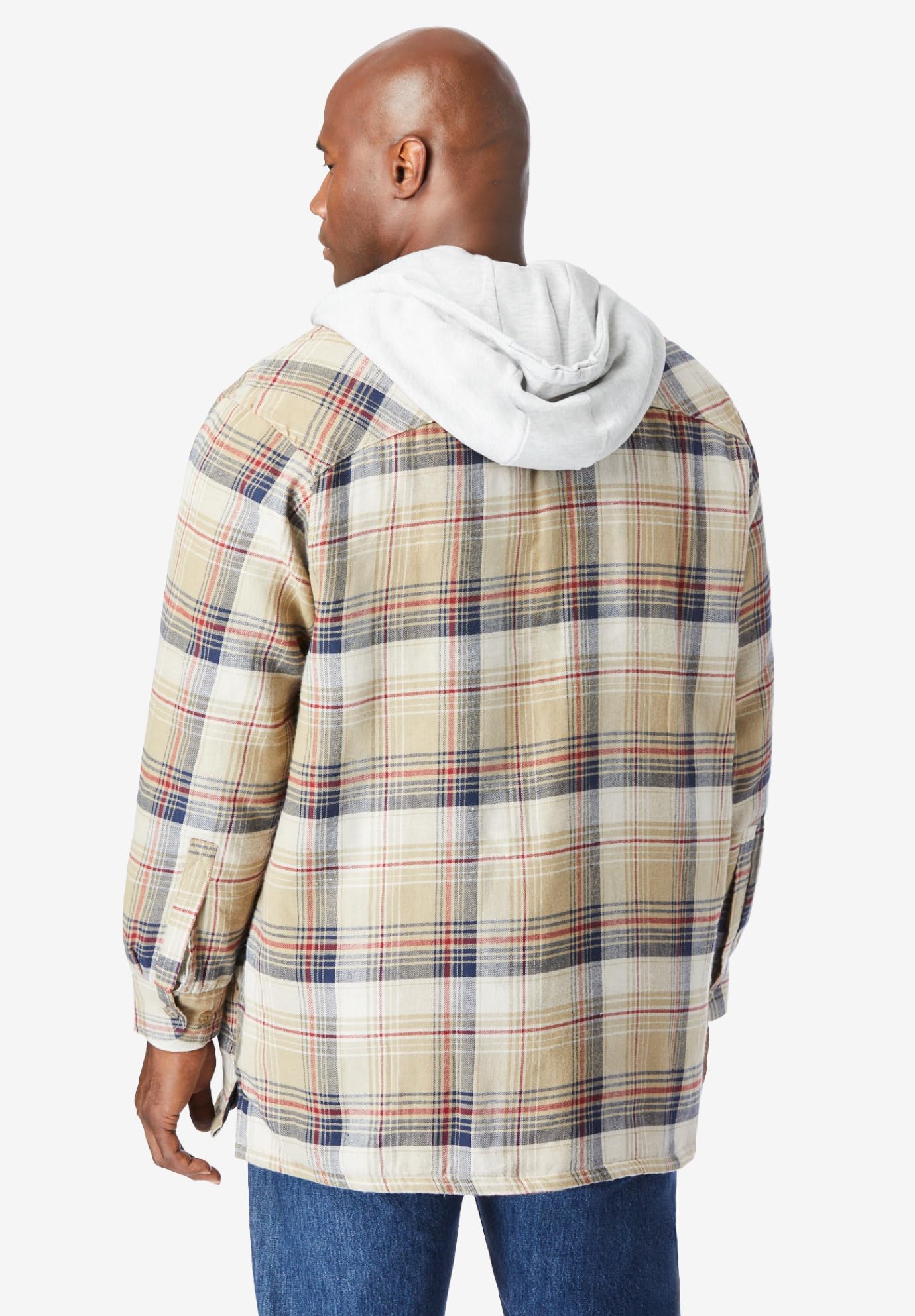 KingSize Men's Big & Tall Removable Hooded Shirt Jacket - Boulder Creek Style for Outdoor & Casual Wear