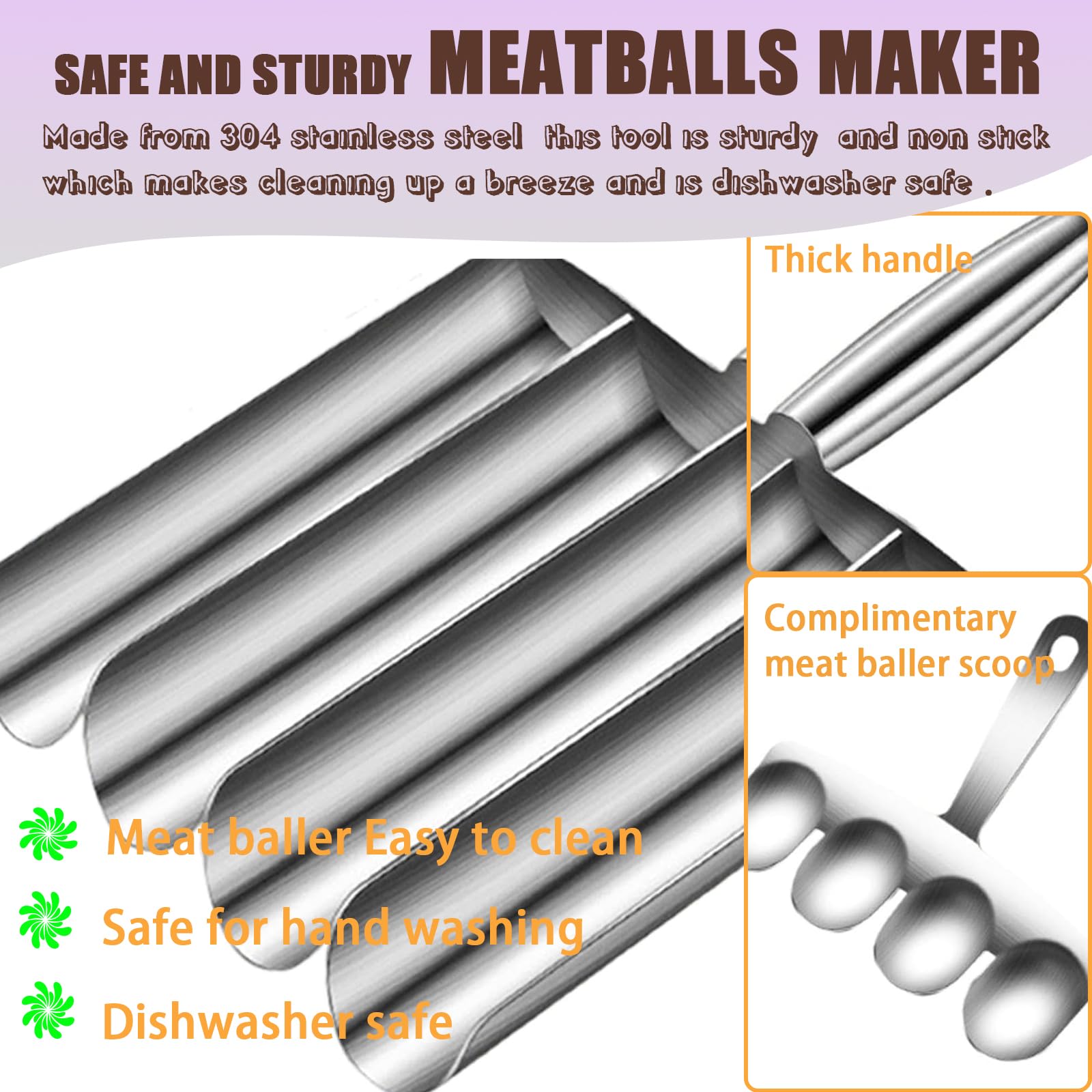 304 Stainless Steel Meatball Maker Tool - Non-Stick Manual Meatball Scoop for Kitchen & Restaurant - Perfect for Home Cooking, Meal Prep & Italian Dishes (4-Channel) - Ideal for Making Meatballs, Falafel & Arancini