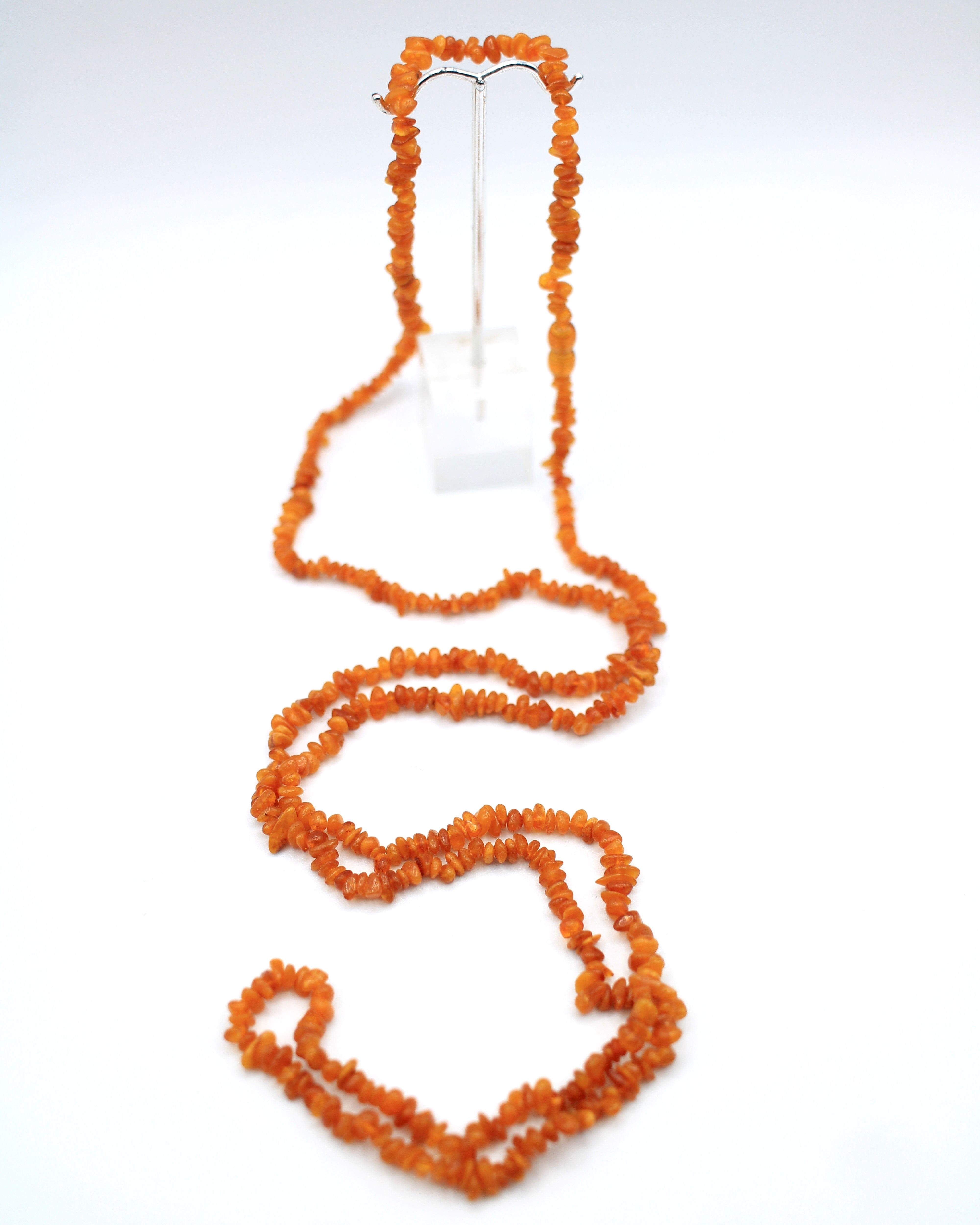 Natural Baltic Amber Opera Length Necklace with Genuine Amber Clasp - Elegant Jewelry for Women, Perfect for Weddings, Parties & Special Occasions