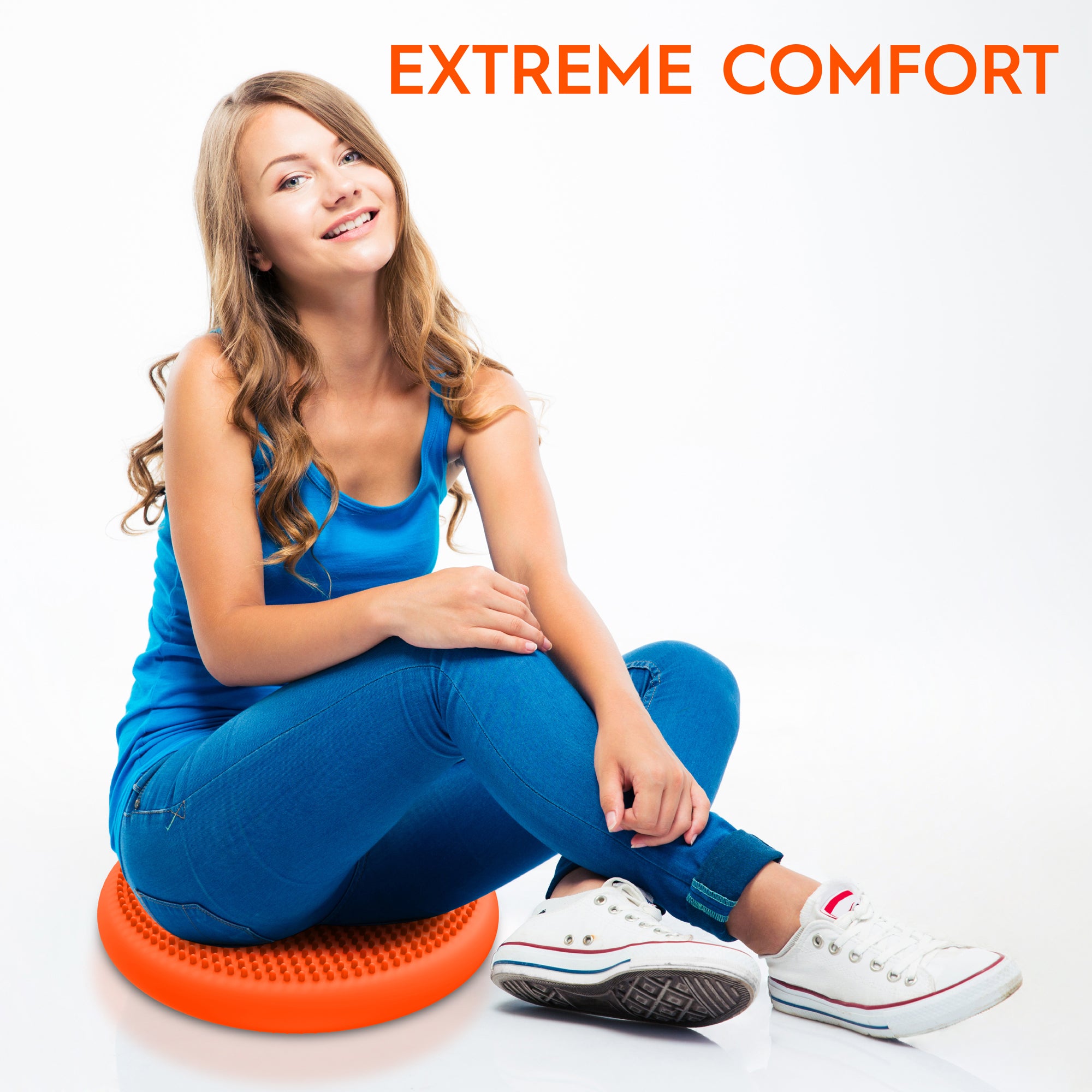 Bouncyband Big Wiggle Seat Sensory Cushion for Kids - Vibrant Orange - Improves Focus & Fidgeting - Ideal for Classroom, Homeschool & ADHD Therapy