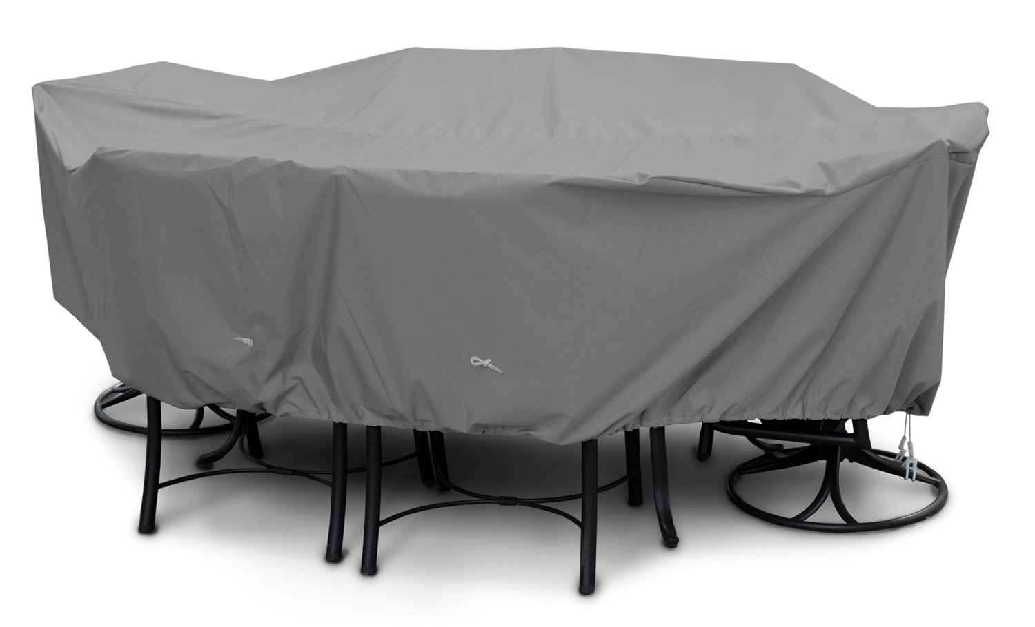 Weathermax 81452 X-Large Waterproof Dining Set Cover, 132 x 74 x 28 Inches, Charcoal Gray - Heavy Duty Patio Furniture Protector for Outdoor Tables & Chairs, UV Resistant & All-Weather Protection