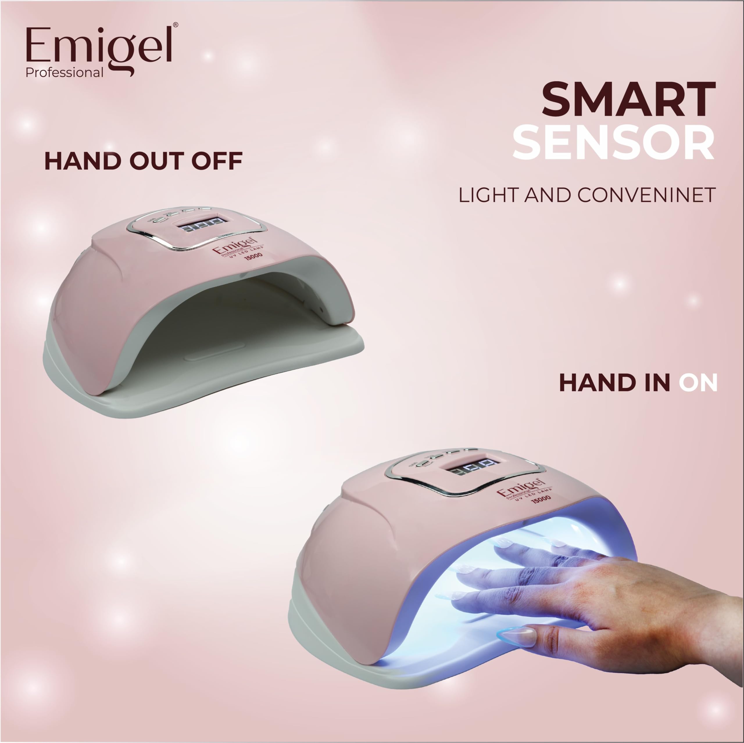 Professional 150W UV Nail Lamp - Emigel Gel Polish Dryer & Curing Light with Timer | Salon-Quality Manicure Equipment for Gel Nails, Acrylics & Dip Powder | Perfect for Home Nail Art & Professional Salon Use