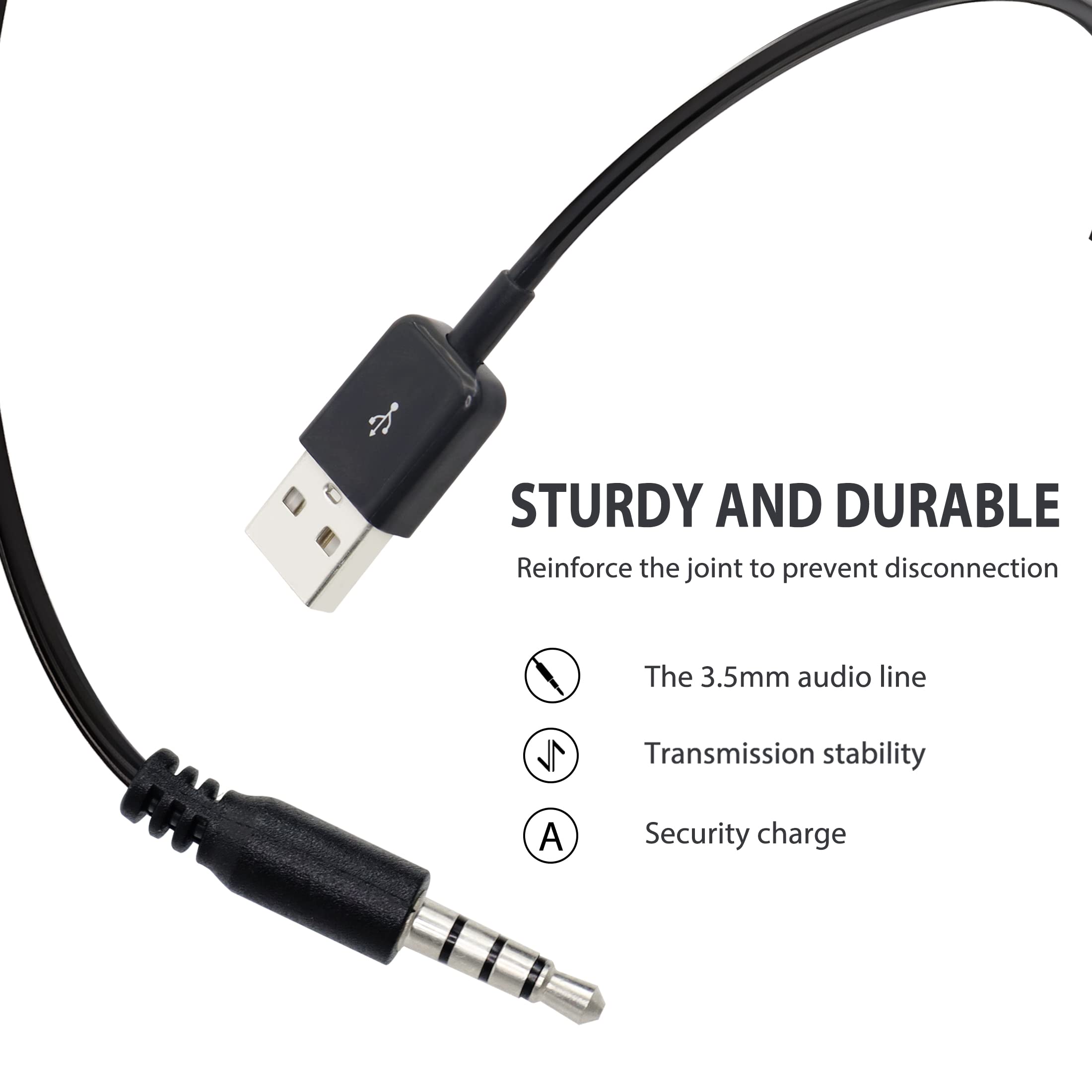 YACSEJAO USB to 3.5mm Audio Jack Coiled Cable - 3.5mm Male AUX to USB 2.0 Male Charging Adapter Cord for MP3 Players, Headphones, Car Audio & Portable Speakers - Perfect for Music Streaming, Hands-Free Calls & Device Charging