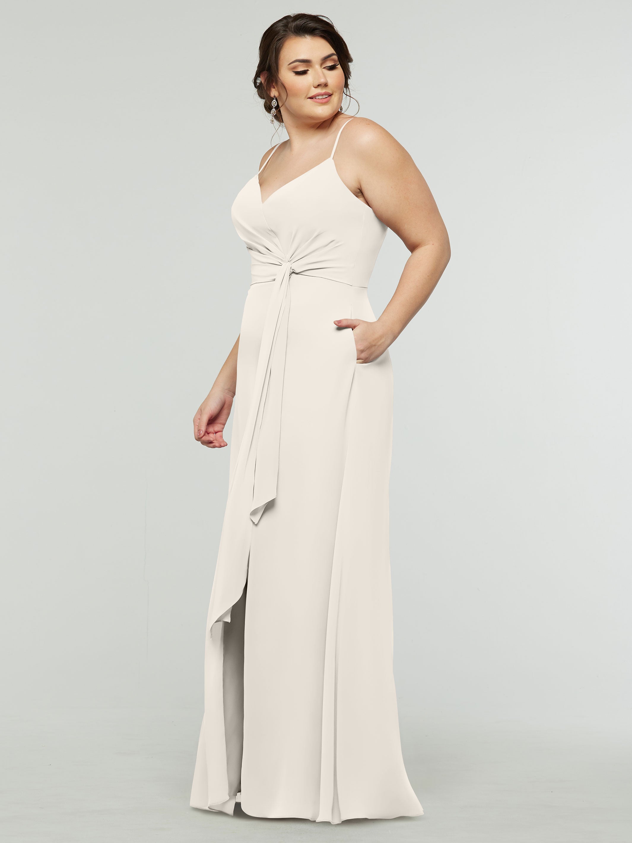 Elegant 80182 Chiffon A-Line Bridesmaid Dress with V-Neck & Spaghetti Straps - Perfect for Weddings, Prom & Formal Events