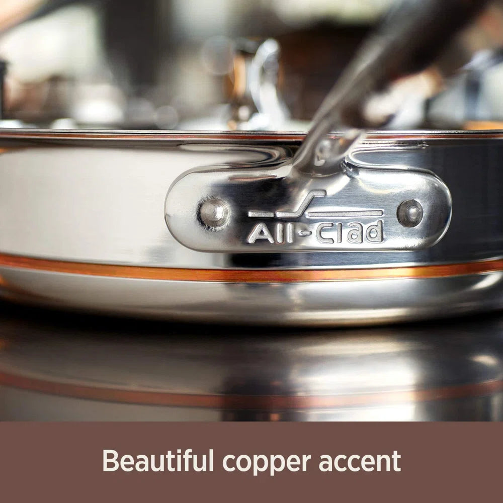 All-Clad Copper Core 7-Piece Cookware Set – Premium Stainless Steel Pots & Pans with Copper Core for Even Heat Distribution – Perfect for Home Chefs, Professional Kitchens & Gourmet Cooking