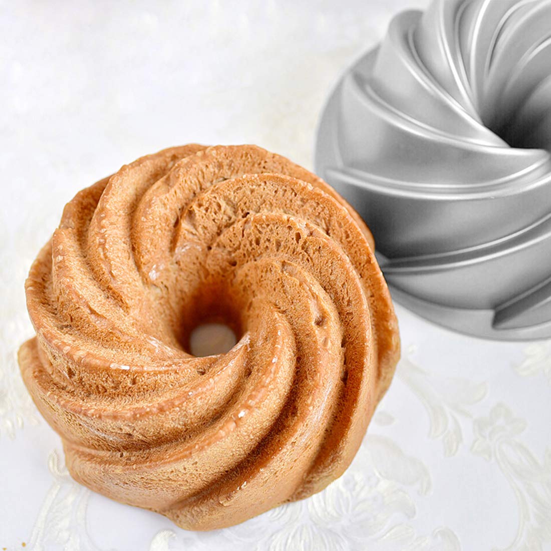 Tosnail 9-Inch Non-Stick Fluted Round Cake Pan - Heavy Duty Baking Pan for Bundt Cakes, Pound Cakes, Desserts - Perfect for Home Baking, Parties & Holiday Treats