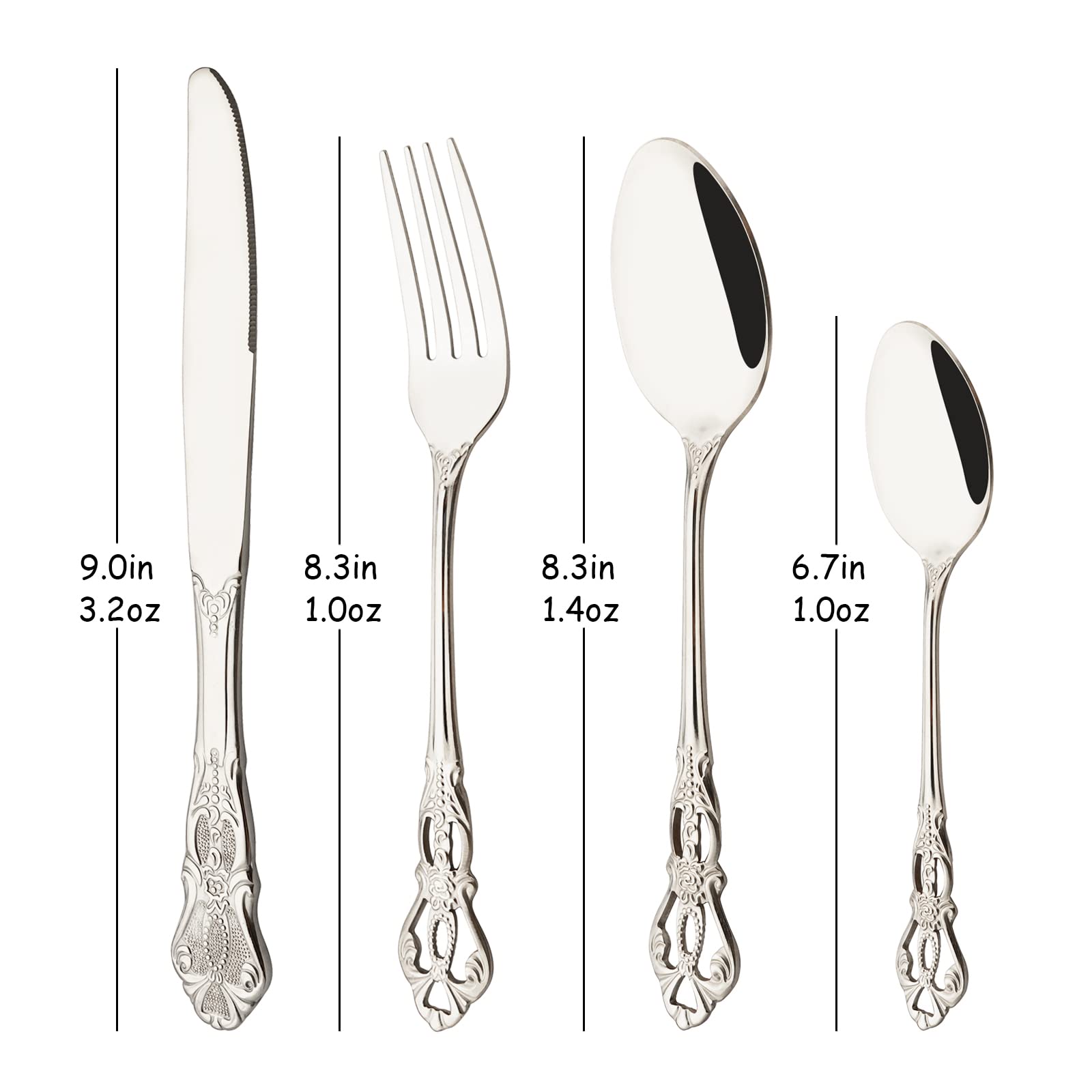 Premium 16-Piece Stainless Steel Flatware Set - Elegant Mirror Polished Silverware for 4 People, Durable Cutlery Set with Knives/Spoons/Forks for Home, Kitchen & Restaurant Use - Perfect for Dinner Parties, Weddings & Fine Dining