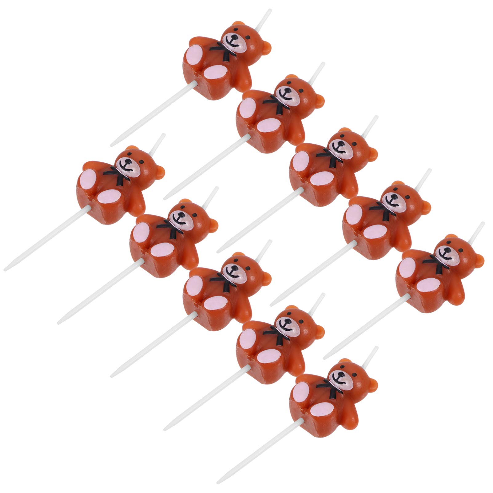 PRETYZOOM 10pcs Bear-Shaped Birthday Cake Candles - Smokeless Animal Cake Topper for Kids Birthday Parties & Baby Showers - Perfect for Birthday Cakes, Cupcakes, and Dessert Decorations