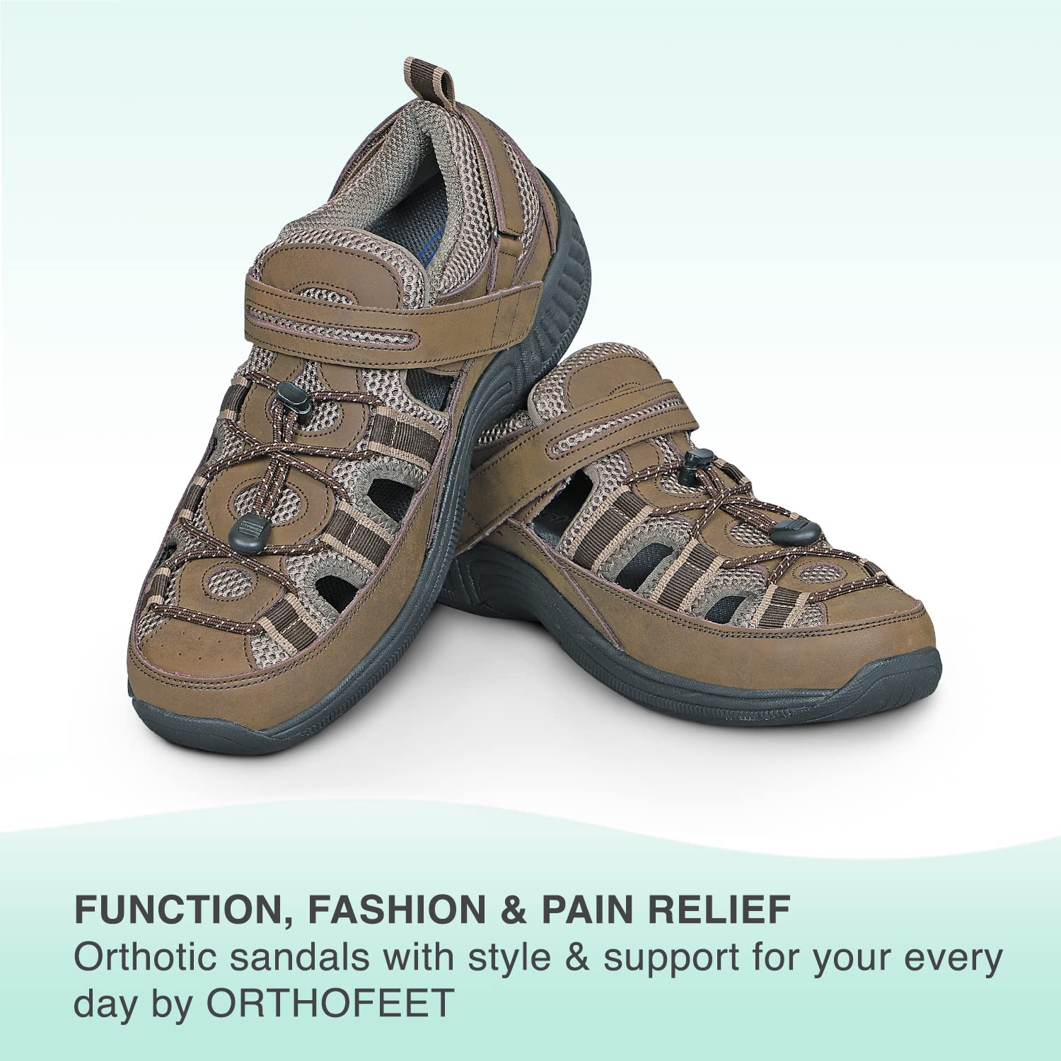 Orthofeet Men's Orthopedic Brown Leather Clearwater Sandals - Comfortable & Supportive Footwear for Plantar Fasciitis, Diabetes, Arthritis - Perfect for Walking, Travel & Summer Outdoor Activities