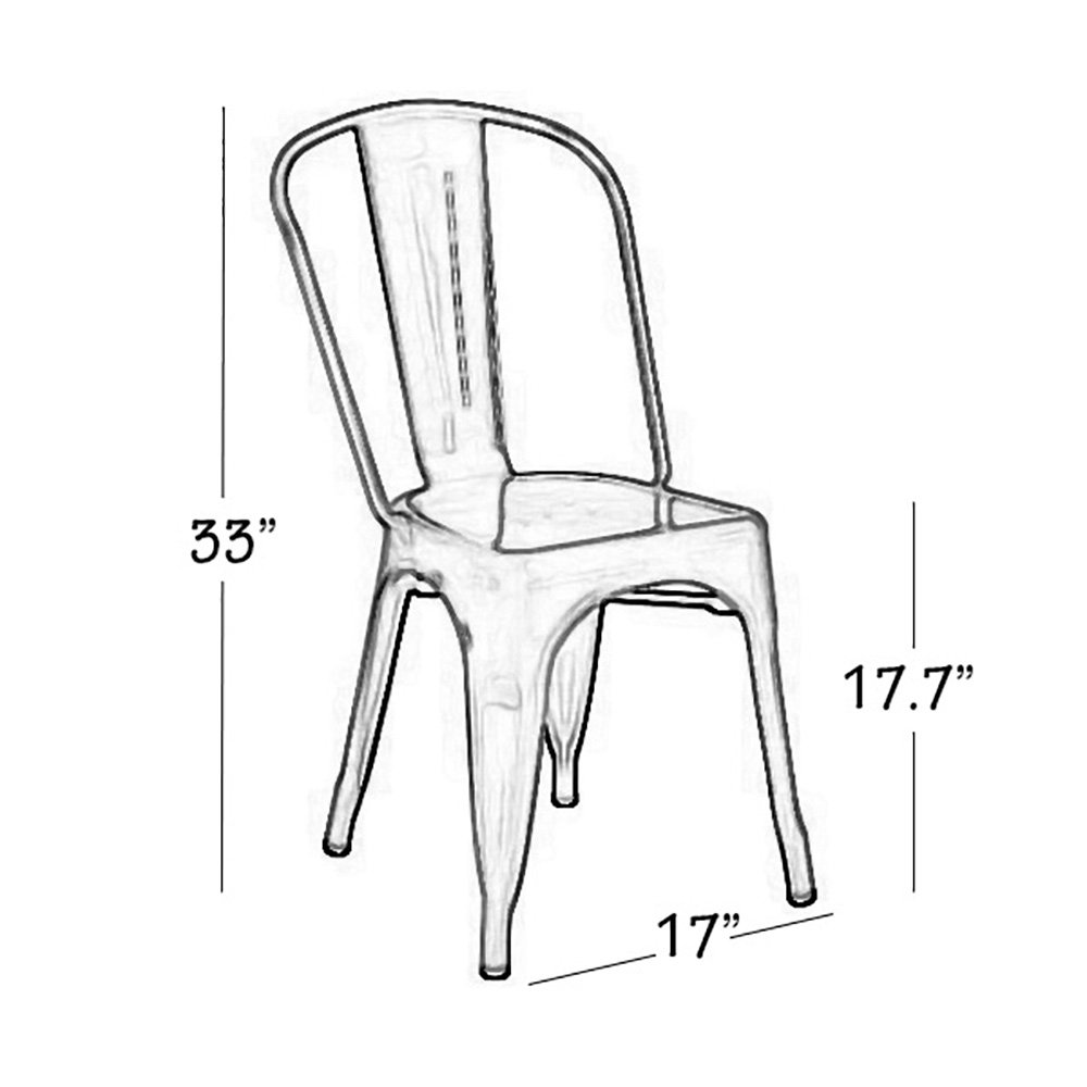 Set of 2 Modern Steel Stackable Tolix-Style Dining Chairs - Matte Silver Finish for Kitchen, Cafe, or Outdoor Use