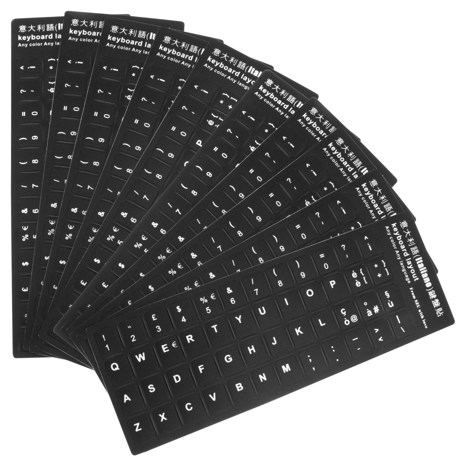 Italian Keyboard Stickers - 10pcs Italian Language Keyboard Cover with Letter Decals for Laptop & Computer (Perfect for Typing Practice, Language Learning & Multilingual Setup)