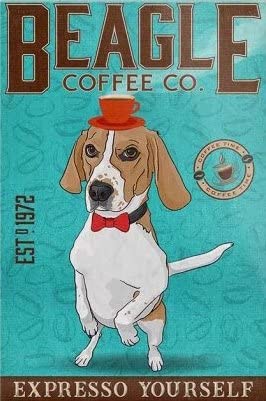 Beagle Sign Vintage Coffee Poster - Retro Coffee & Bar Wall Art Decor Painting 8x12 Inch - Perfect for Cafe, Kitchen & Home Decor