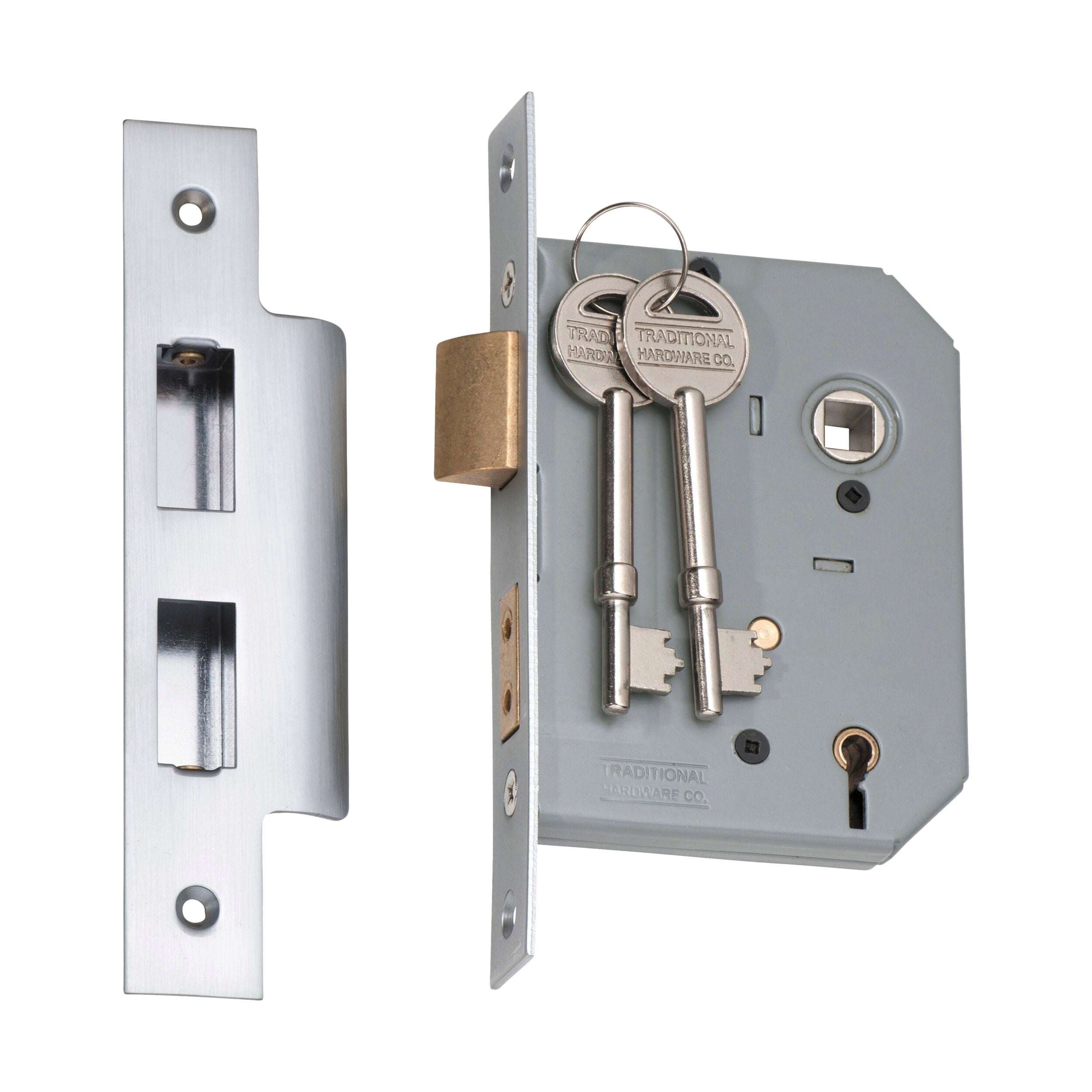 High Security 5 Lever Mortice Lock - Satin Chrome Finish, 57mm Backset (CTC57mm) for Home & Office Doors - Ideal for Residential & Commercial Security