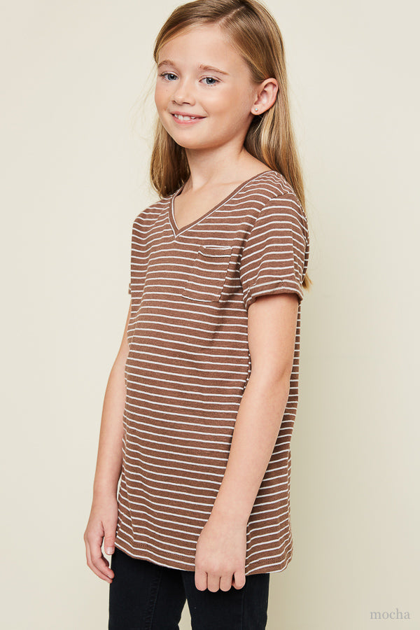 Stylish V Neck Striped T-Shirt for Women - Soft Cotton Casual Tee - Perfect for Everyday Wear, Work & Weekend Outfits