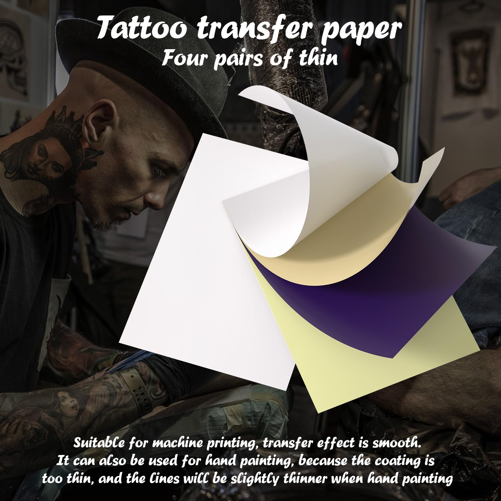 Premium Tattoo Transfer Paper - 100 Sheets A4 Size Thermal Stencil Paper for Professional & DIY Tattoo Artists | Compatible with M08F Printer & Tattoo Supplies | Perfect for Tattoo Studios, Home Practice & Custom Designs
