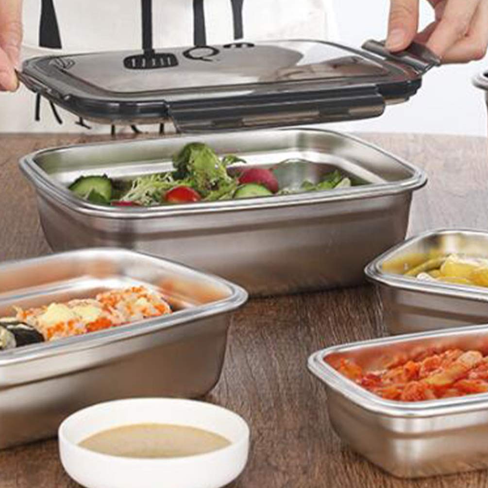 Premium Hemoton Stainless Steel Food Storage Containers with Airtight Lids - 3-Piece Set for Fresh Food Preservation | BPA-Free Japanese Style Fridge Organizer for Meal Prep, Leftovers & Lunch Boxes