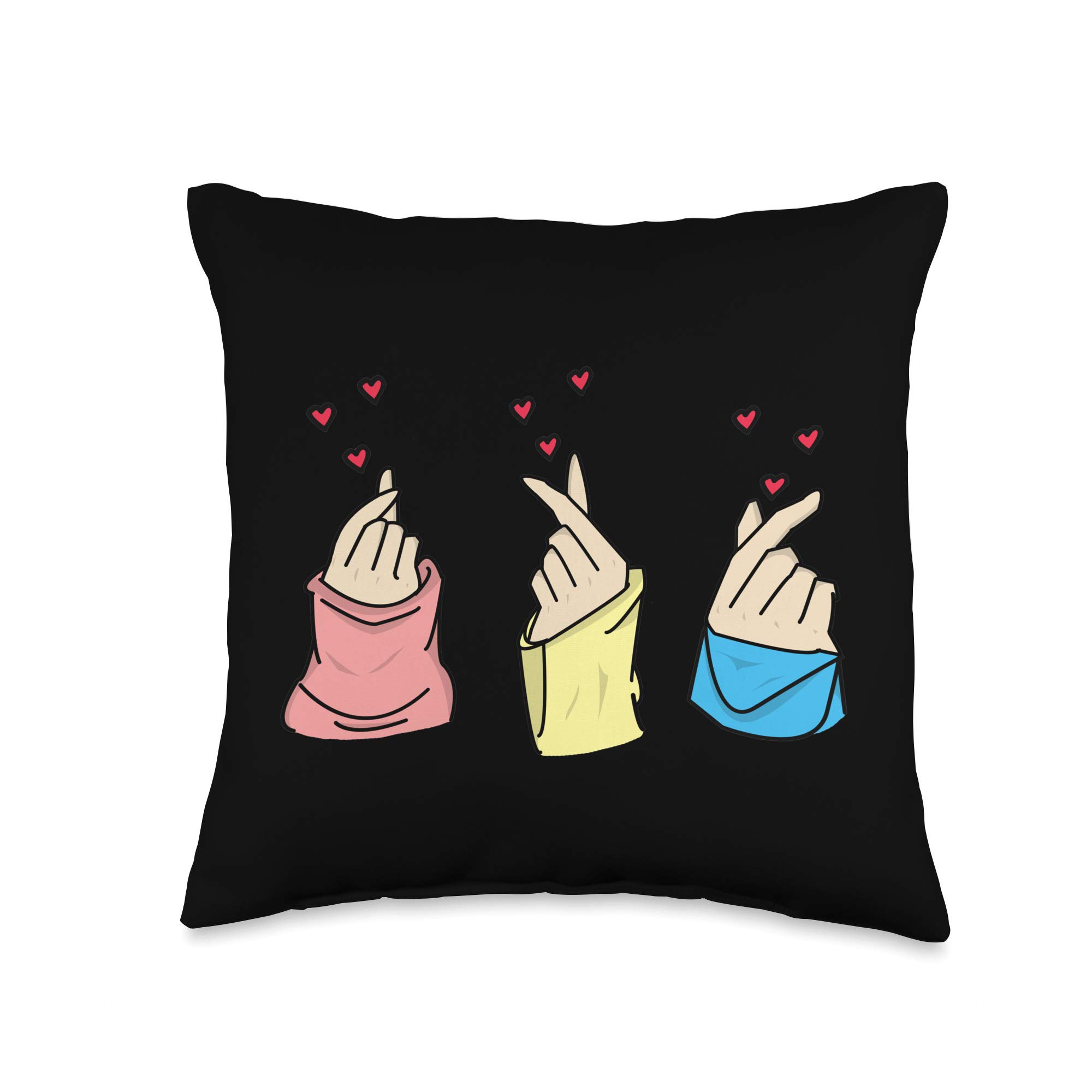 Oppa Korean Finger Heart Sign Cute Kpop Christmas Gift Throw Pillow 16x16 Inch Multicolor - Perfect for Home Decor, Anime Lover Gift & Kpop Fan Accessories