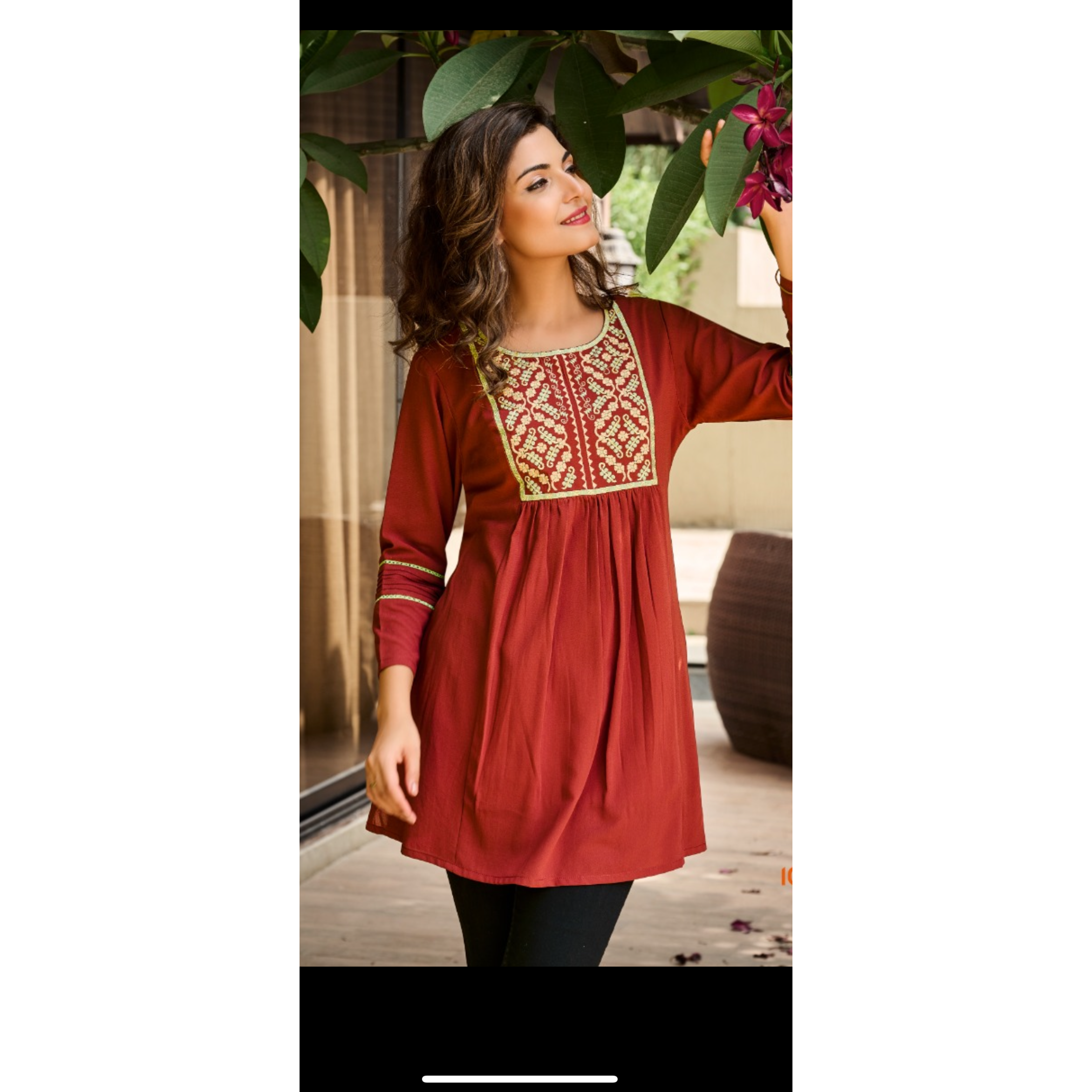 Embroidered Yolk Short Kurti for Women - Stylish Casual & Party Wear - Perfect for Festivals, Weddings & Daily Outfits