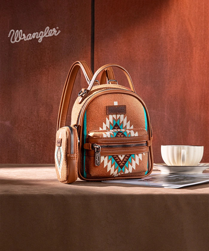 Wrangler Aztec Knitted Backpack - Stylish & Durable College Backpack for Women & Men - Perfect for School, Travel & Outdoor Adventures