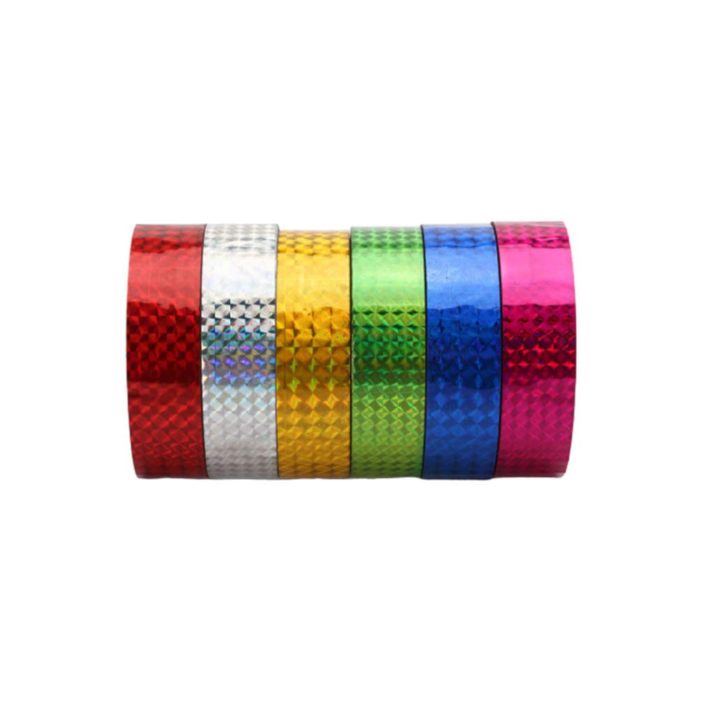 6 Rolls Holographic Wrapping Tape - DIY Photo Album Decorative Tape for Scrapbooking, Gift Wrapping & Craft Projects - Self-Adhesive & Easy to Use