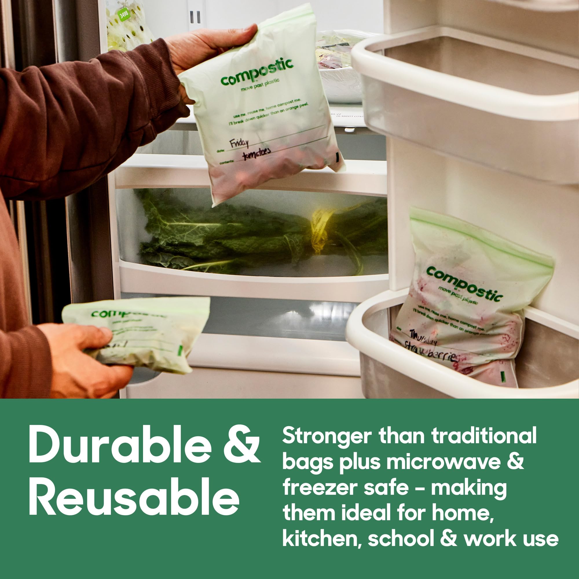 **Eco-Friendly Home Compostable Resealable Gallon Bags (10.5