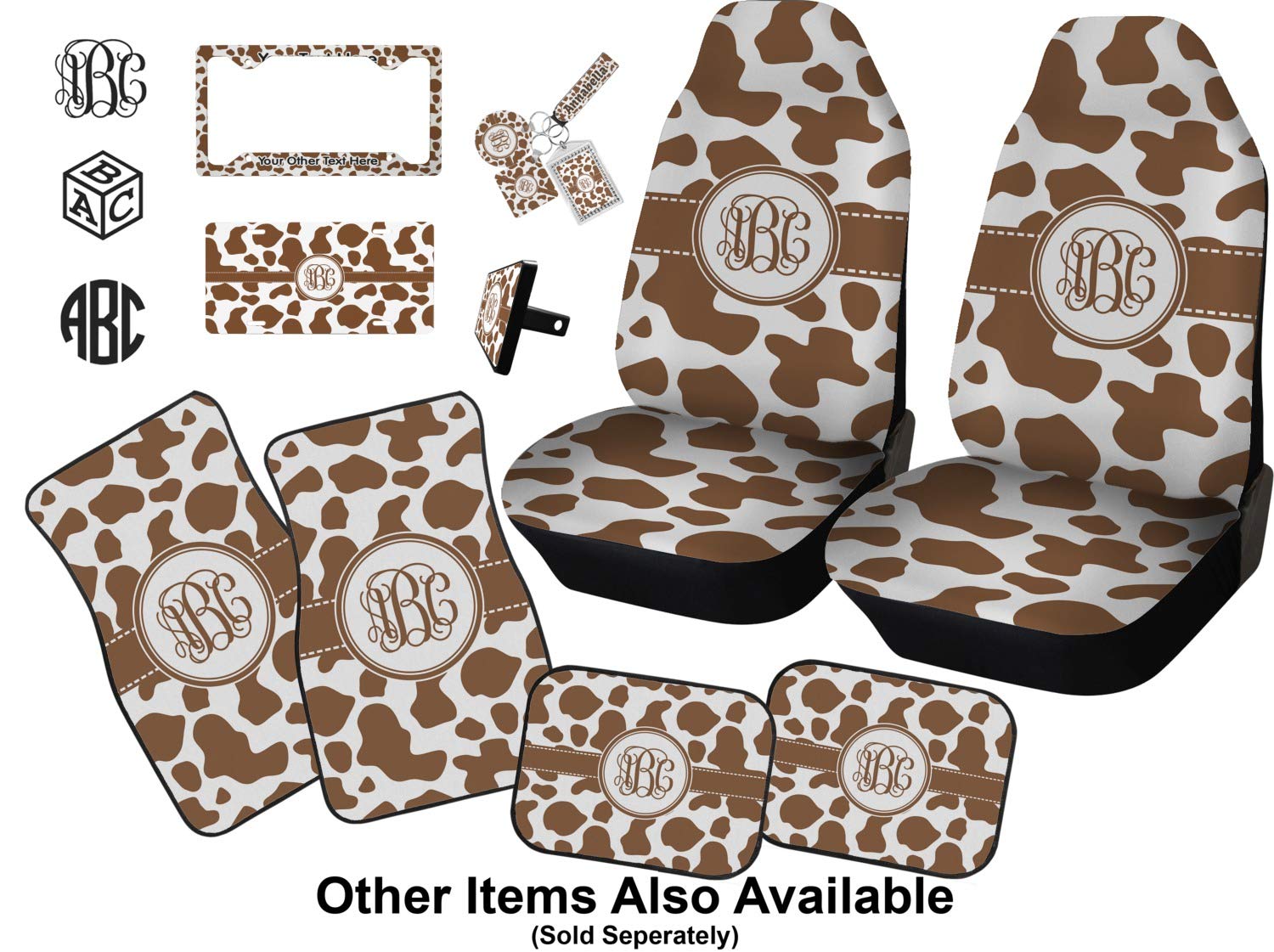 Custom Cow Print Car Floor Mats Set - 2 Front & 2 Back Mats for Cars, Trucks & SUVs - Non-Slip, Waterproof & Durable - Perfect for Farmhouse, Country & Western Style Vehicles