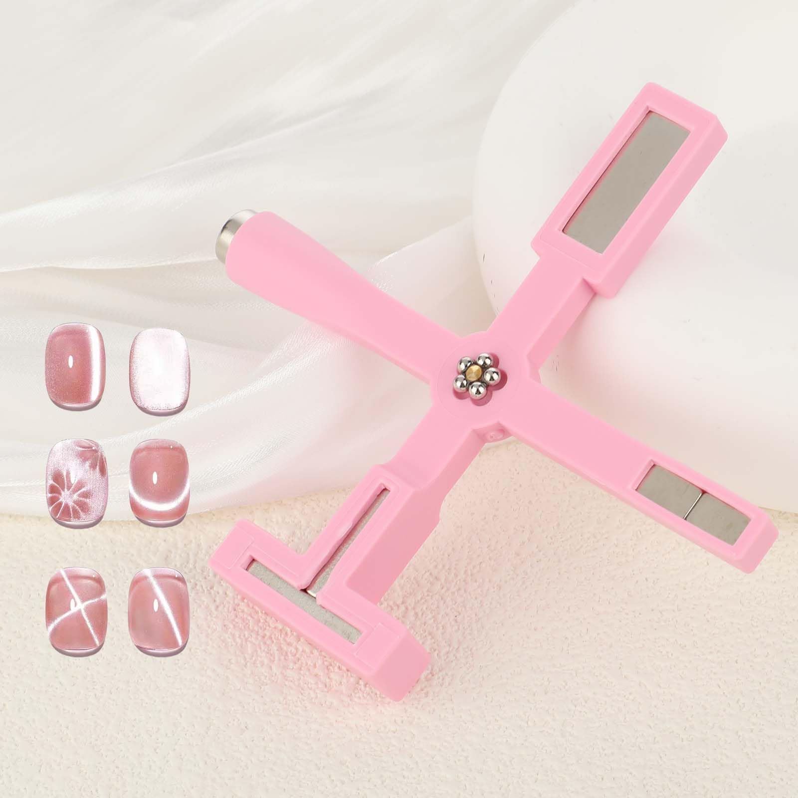 5-in-1 Multi-Function Nail Art Magnet Tool - Cat Eye Nail Design Magnet for Salon & Home Manicure | Professional DIY Nail Art Accessories for Stunning Gel Polish Effects (Pink) | Perfect for Nail Salons, Home Manicures & Creative Nail Art Designs