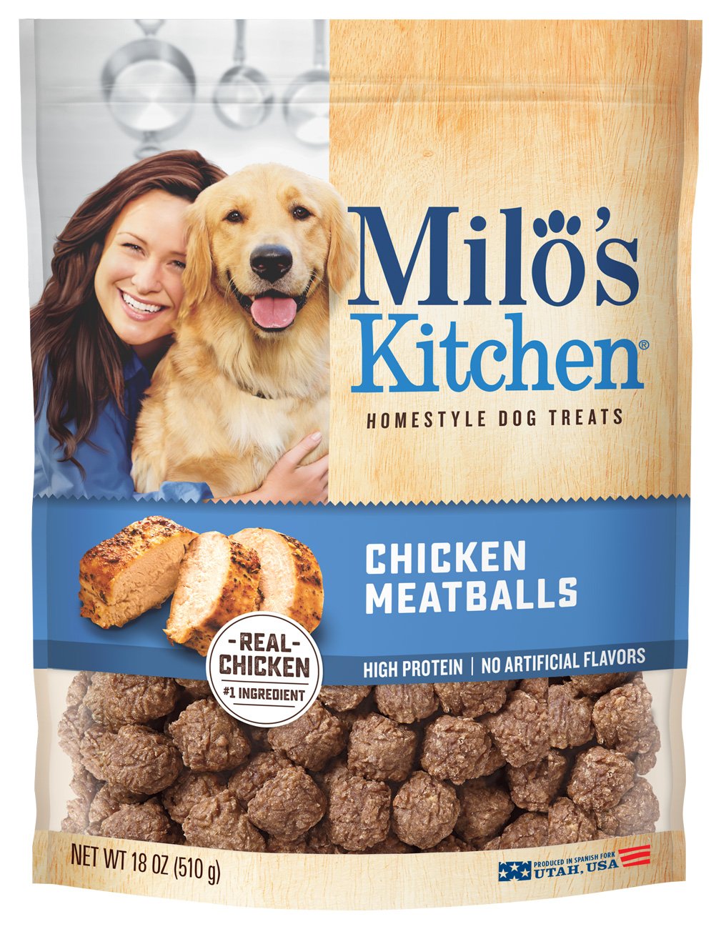 Milo's Kitchen Chicken Meatballs Dog Treats - 18oz Grain-Free, All-Natural Soft & Chewy Training Rewards for Dogs - Perfect for Training, Snacking & Bonding with Your Pet