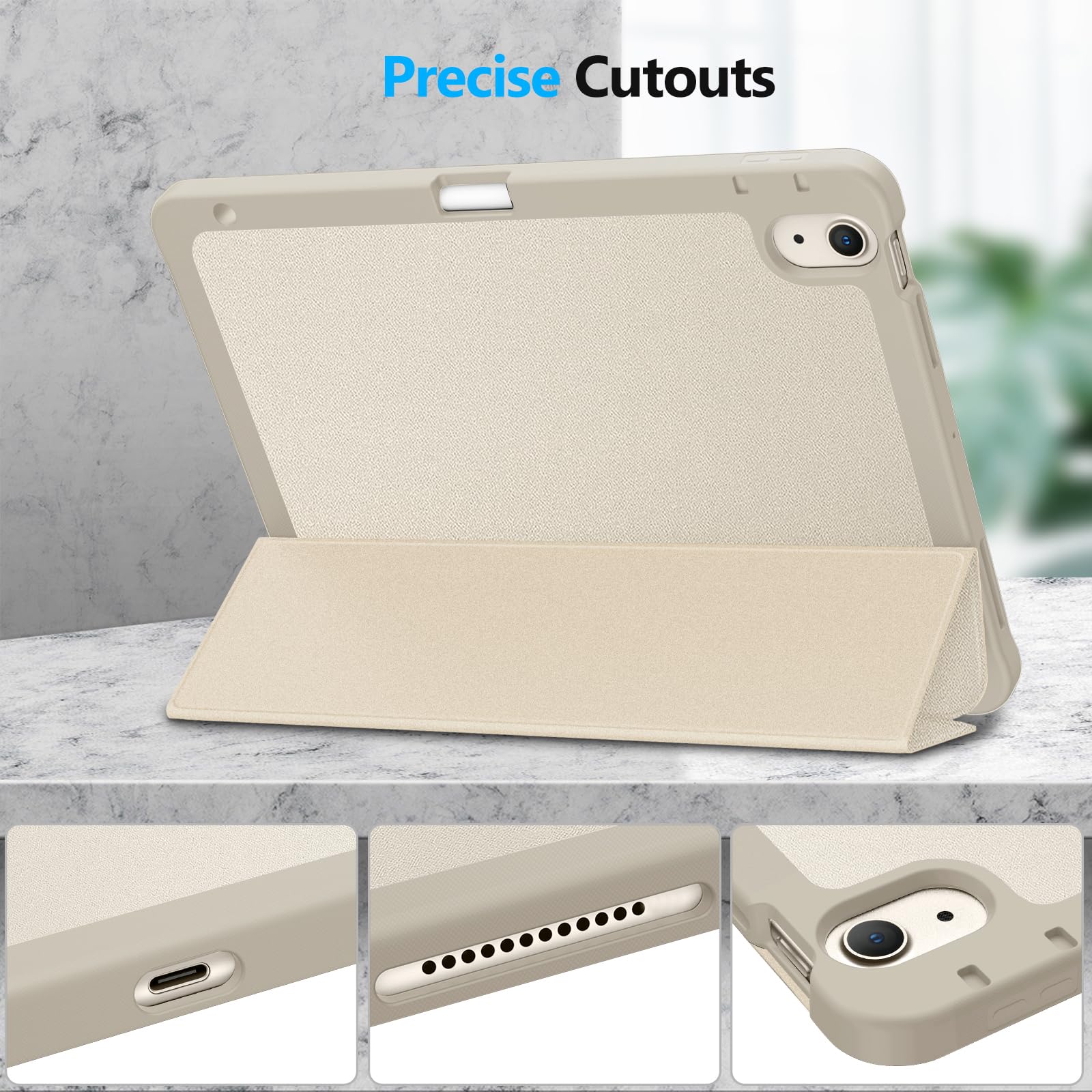 Fintie SlimShell Protective Case for iPad Air 11-inch M3 (2025) & M2 (2024), iPad Air 5th & 4th Gen 10.9 Inch - Lightweight Flexible TPU Back Cover with Apple Pencil Holder (Starlight Color) | Perfect for Work, School & Travel Protection