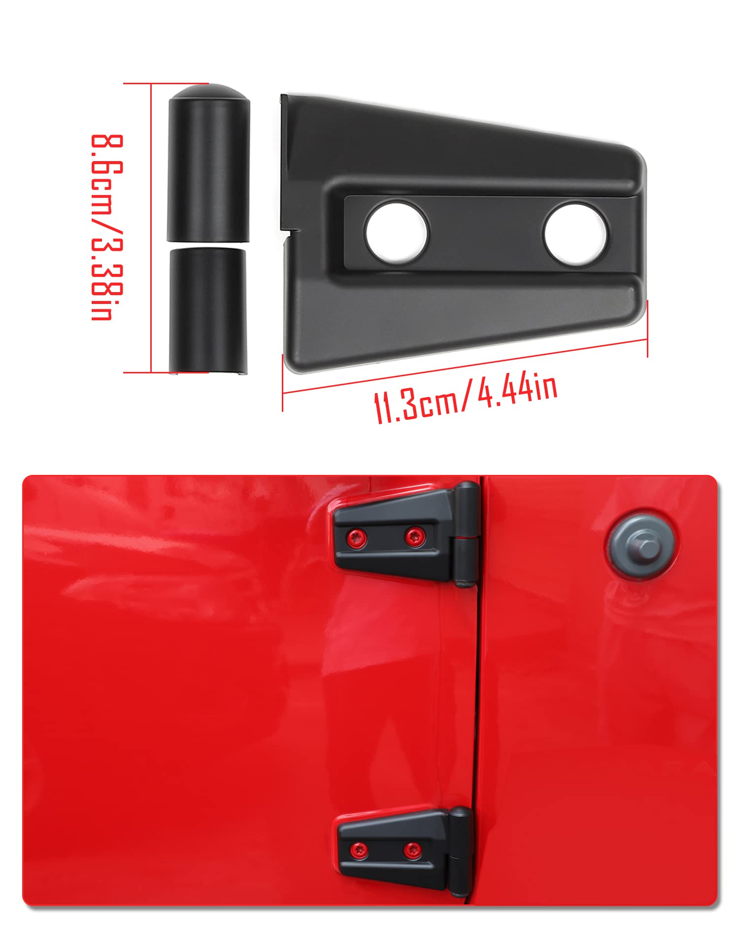 JeCar Matte Black Door Hinge Cover Trim - Exterior Accessories for 2007-2018 Jeep Wrangler JK JKU (Sport, Rubicon, Sahara) | Durable Protection & Stylish Upgrade for Off-Road Adventures