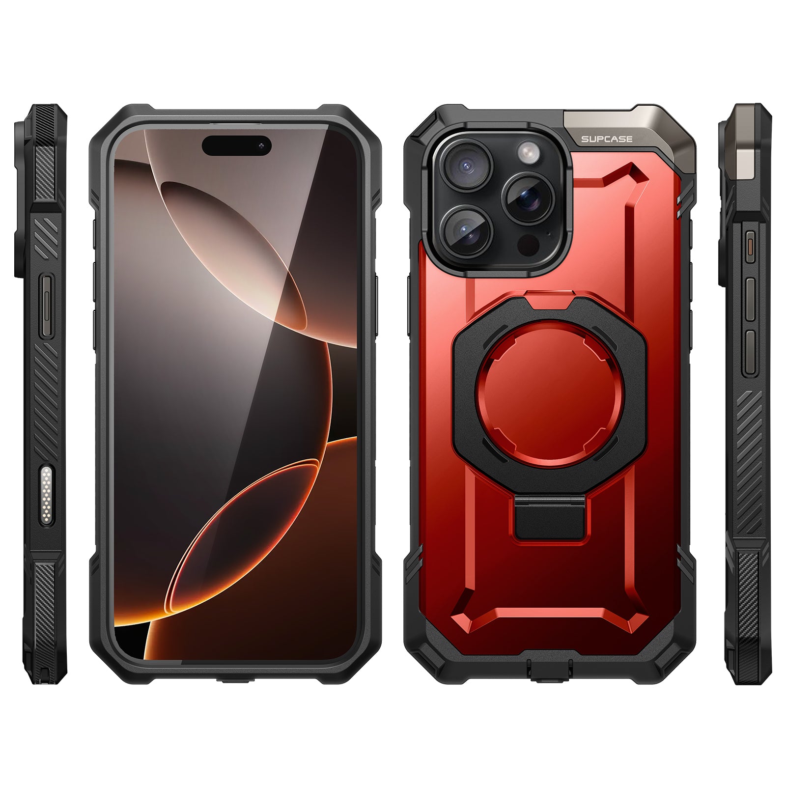 iPhone 16 Pro Max Case with MagSafe - 6.9 Inch Shockproof Phone Cover, UB Grip & Camera Control Button, Metallic Red - Perfect for Outdoor Adventures & Daily Protection