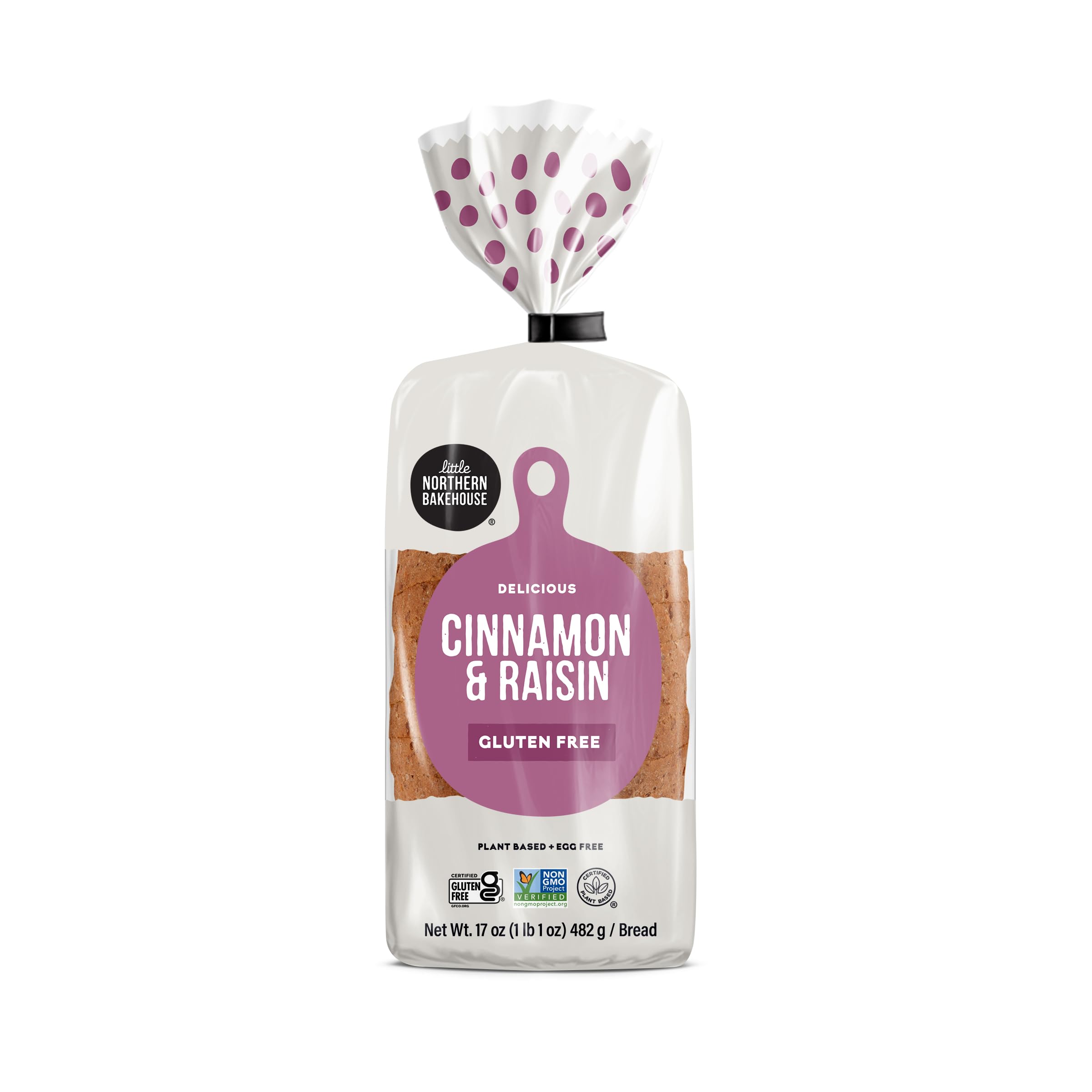 Little Northern Bakehouse Cinnamon Raisin Gluten Free Bread - Non-GMO, Allergy Friendly, Vegan Sliced Bread (4 Pack, 17 oz Each) - Perfect for Breakfast, Sandwiches & Healthy Snacks