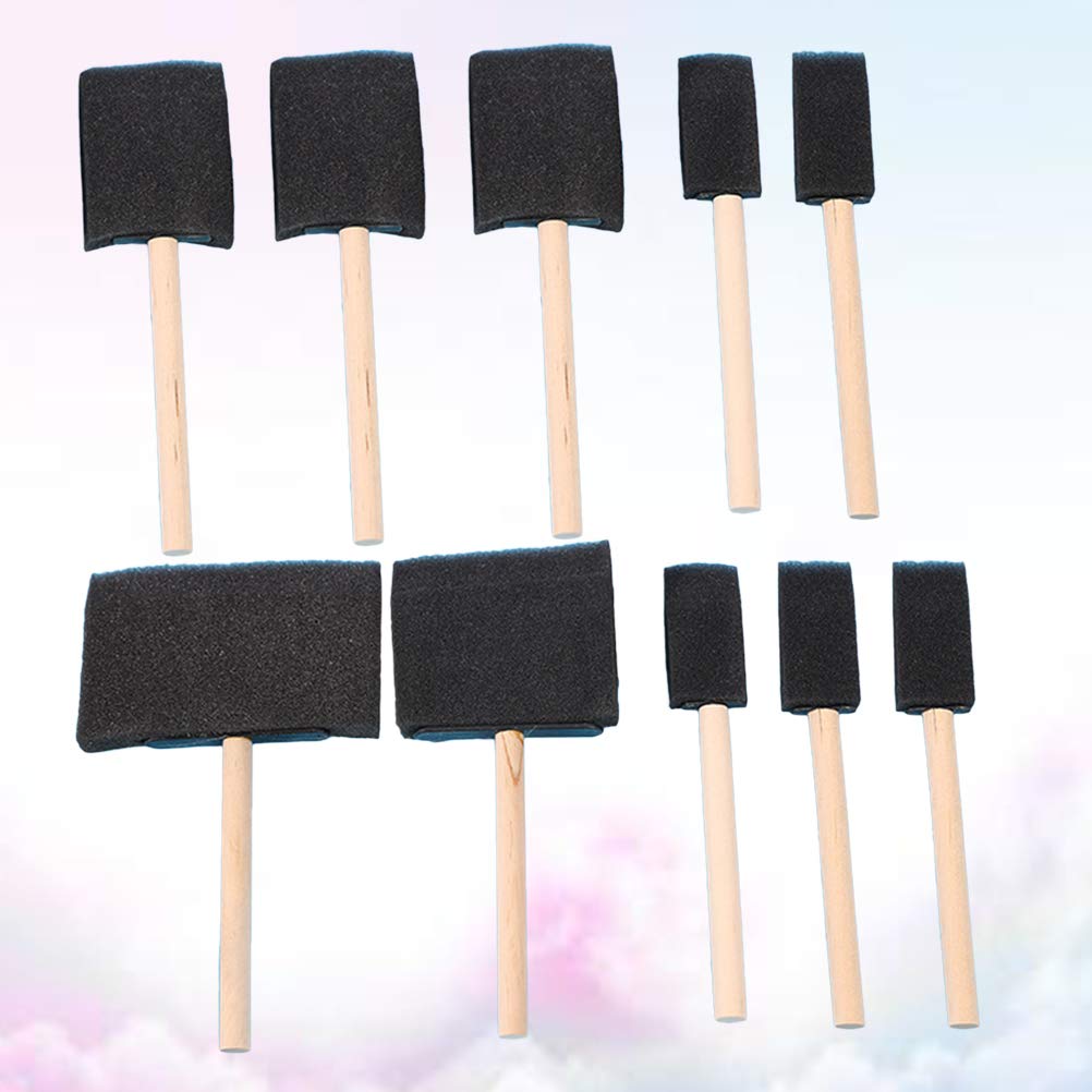 10PCS Foam Sponge Brushes with Wood Handle - Lightweight & Durable Paint Brushes for Acrylics, Stains, Varnishes - Perfect for DIY Crafts, Art Projects & Home Decor Painting
