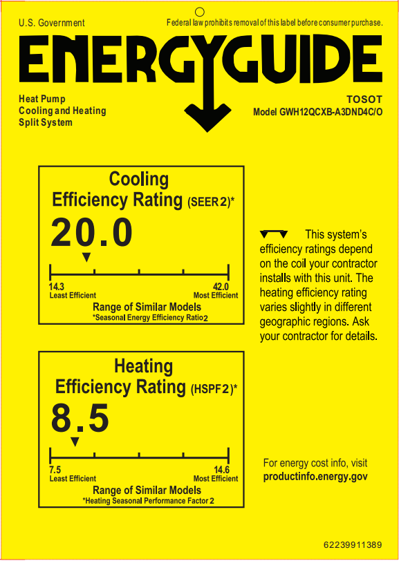 12,000 BTU Mini Split Heat Pump Air Conditioner 120V - Energy Efficient Cooling & Heating System for Home, Office, or Garage