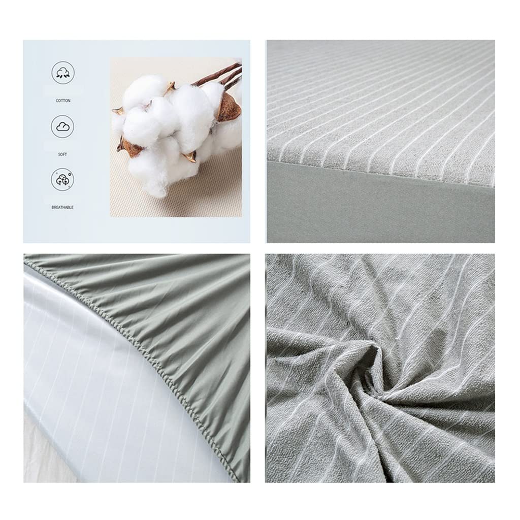 100% Waterproof Mattress Protector - Twin, Full, Queen, King Size - Breathable Microfiber Mattress Cover with Deep Pocket - Ultra Soft Striped Bed Protector (Grey, 90x200+28cm) - Perfect for Kids, Adults & Allergy Sufferers - Ideal for Bedrooms, Dorms & Guest Rooms